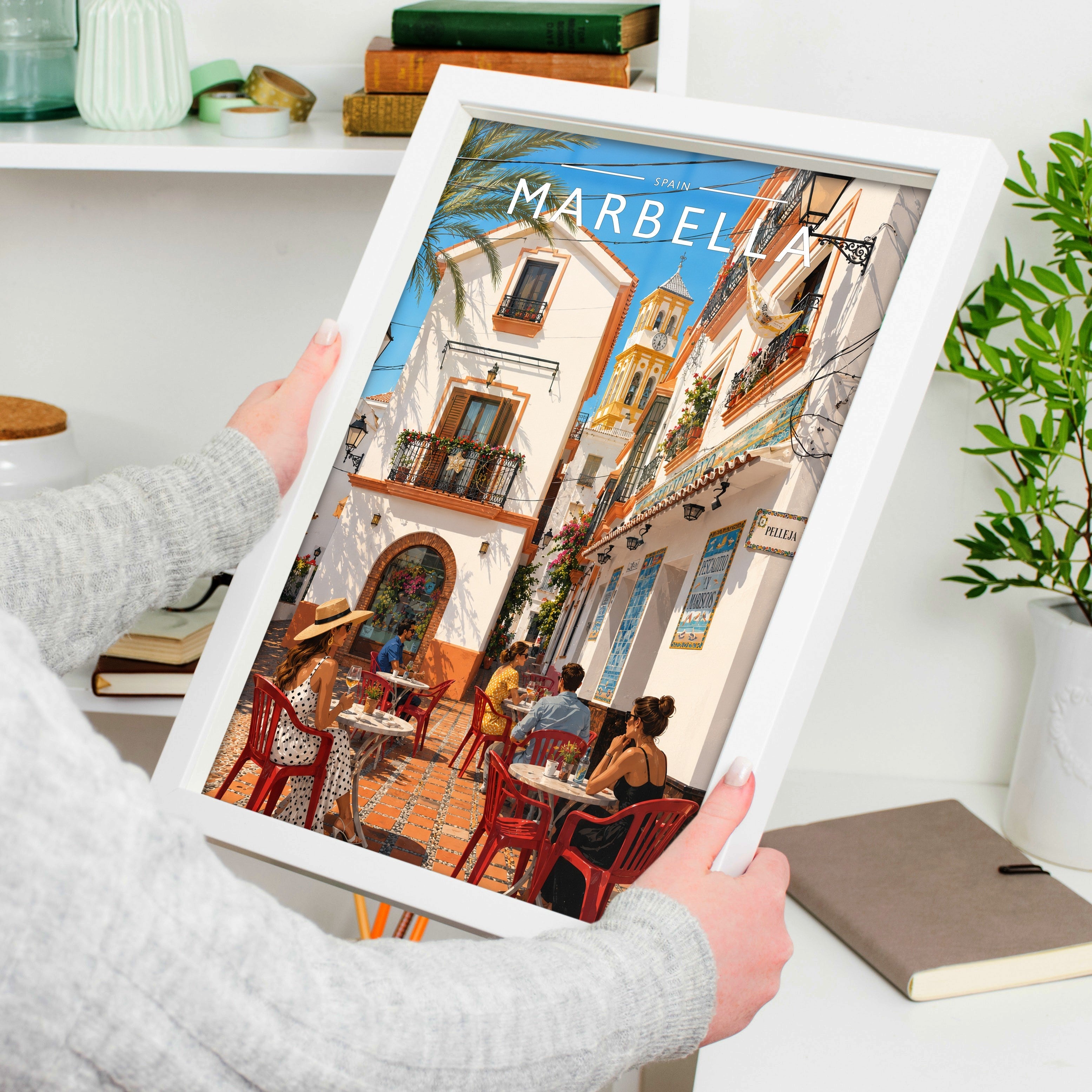 Marbella #4 Travel Poster held in a white frame