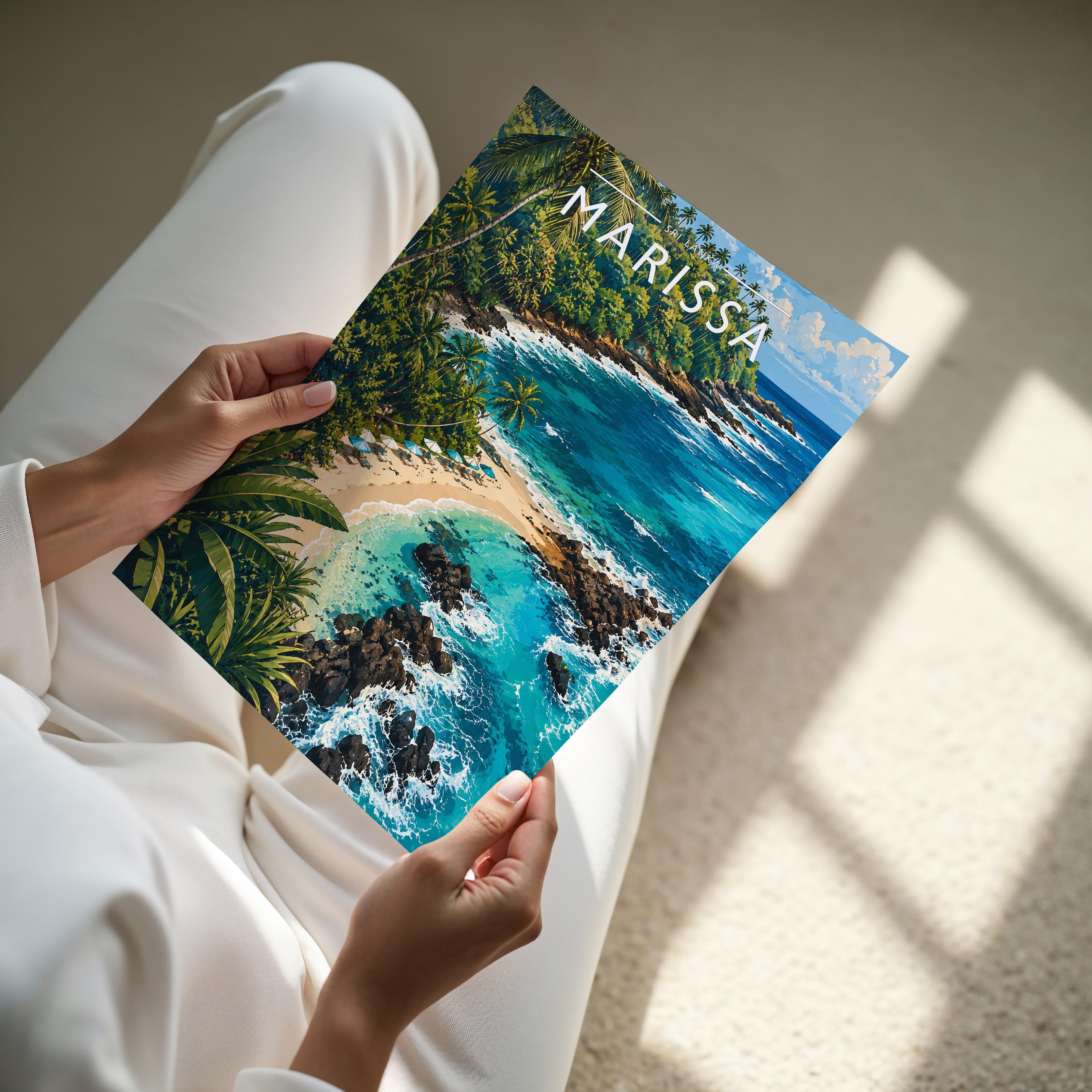 Marissa Travel Poster - A4 print held in hand