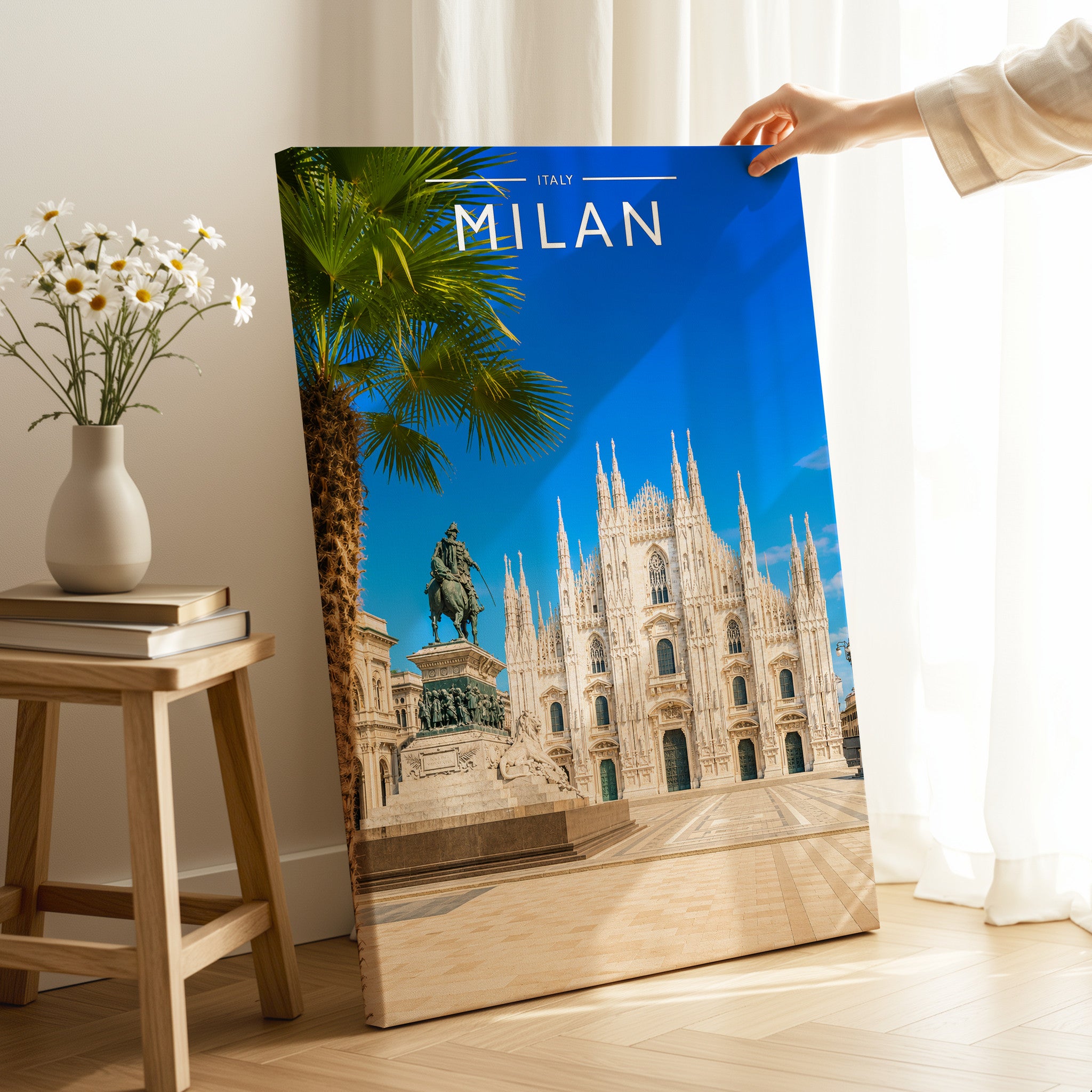 Milan Travel Poster as a gallery-wrapped canvas