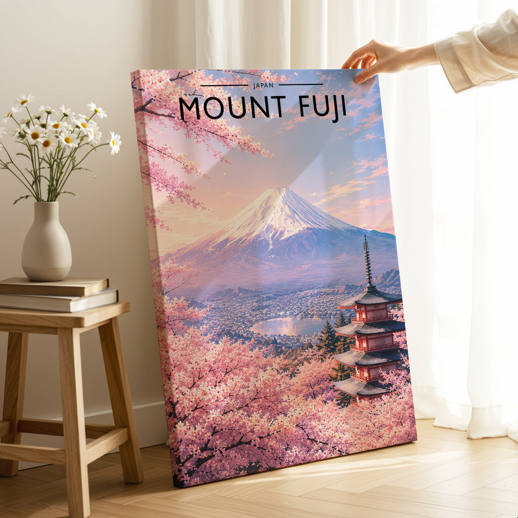 Mount Fuji Travel Poster as a gallery-wrapped canvas