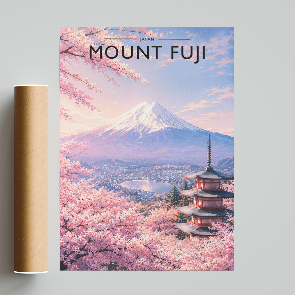 Mount Fuji Travel Poster - fine art print with shipping tube