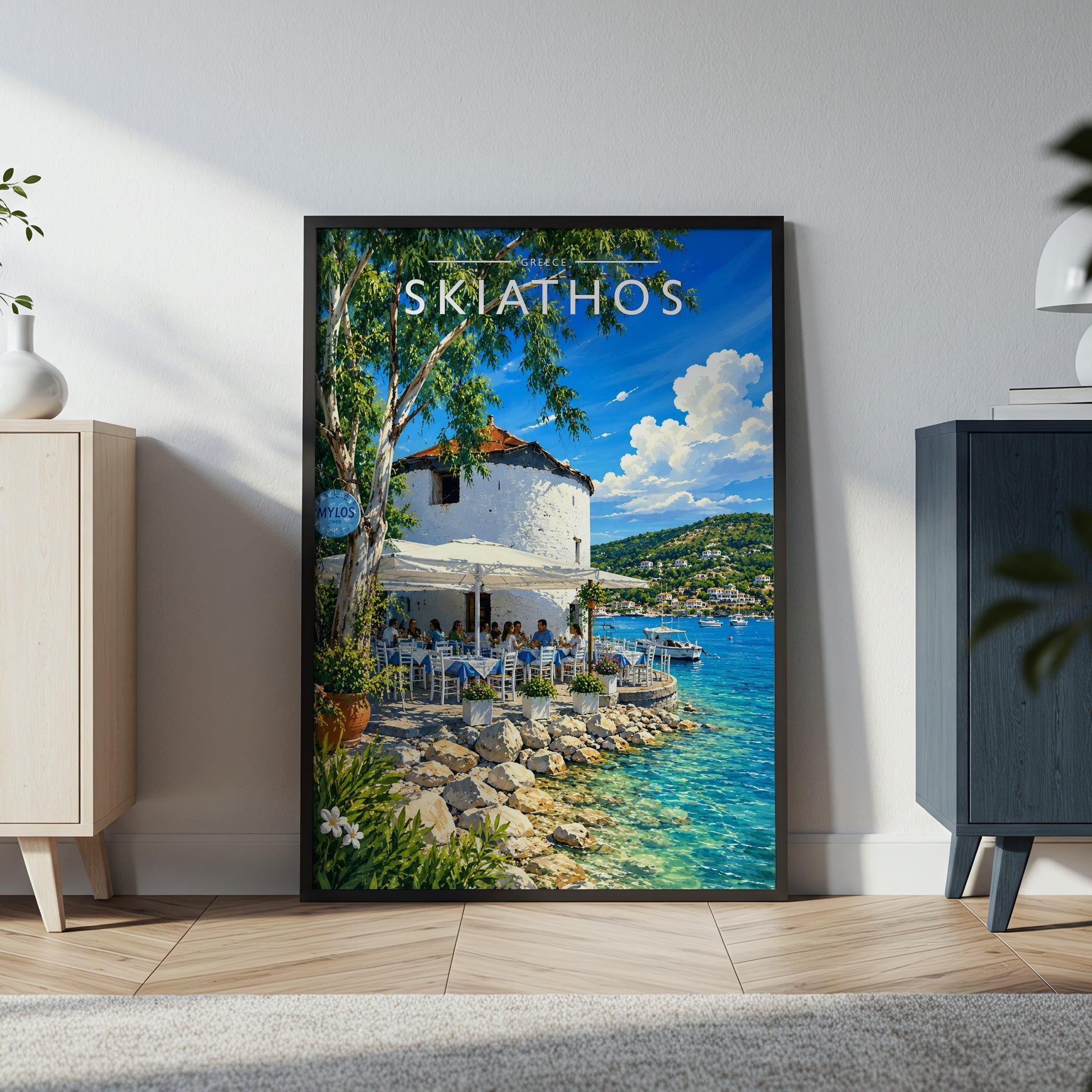 Skiathos #3 Travel Poster in a black frame
