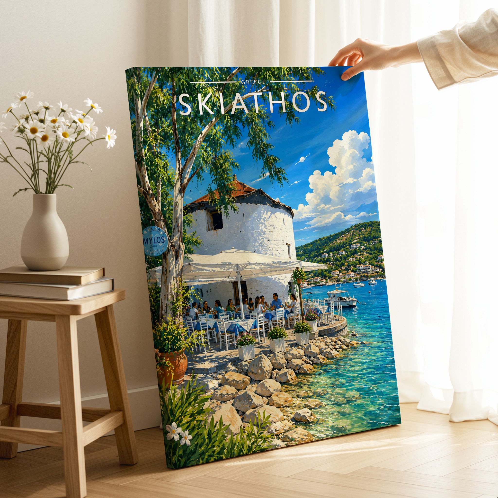 Skiathos #3 Travel Poster as a gallery-wrapped canvas