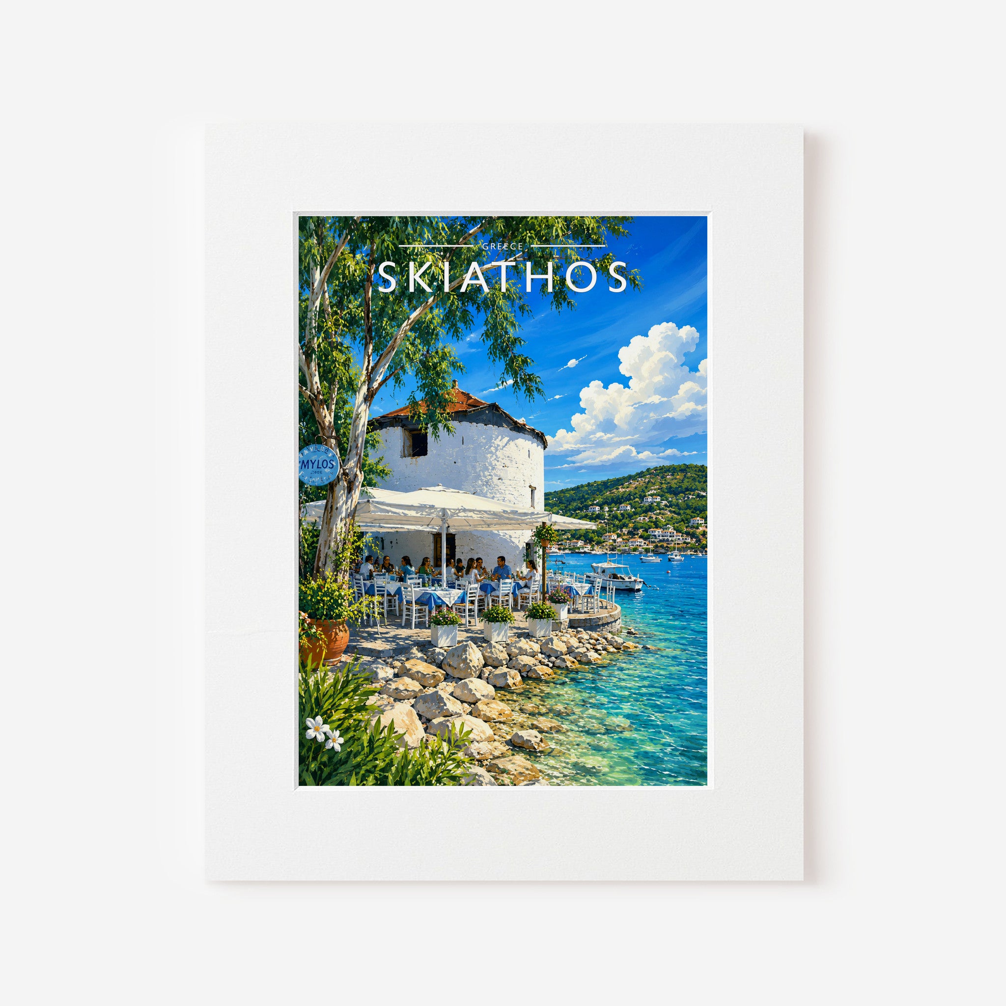 Skiathos #3 Travel Poster in a white mount