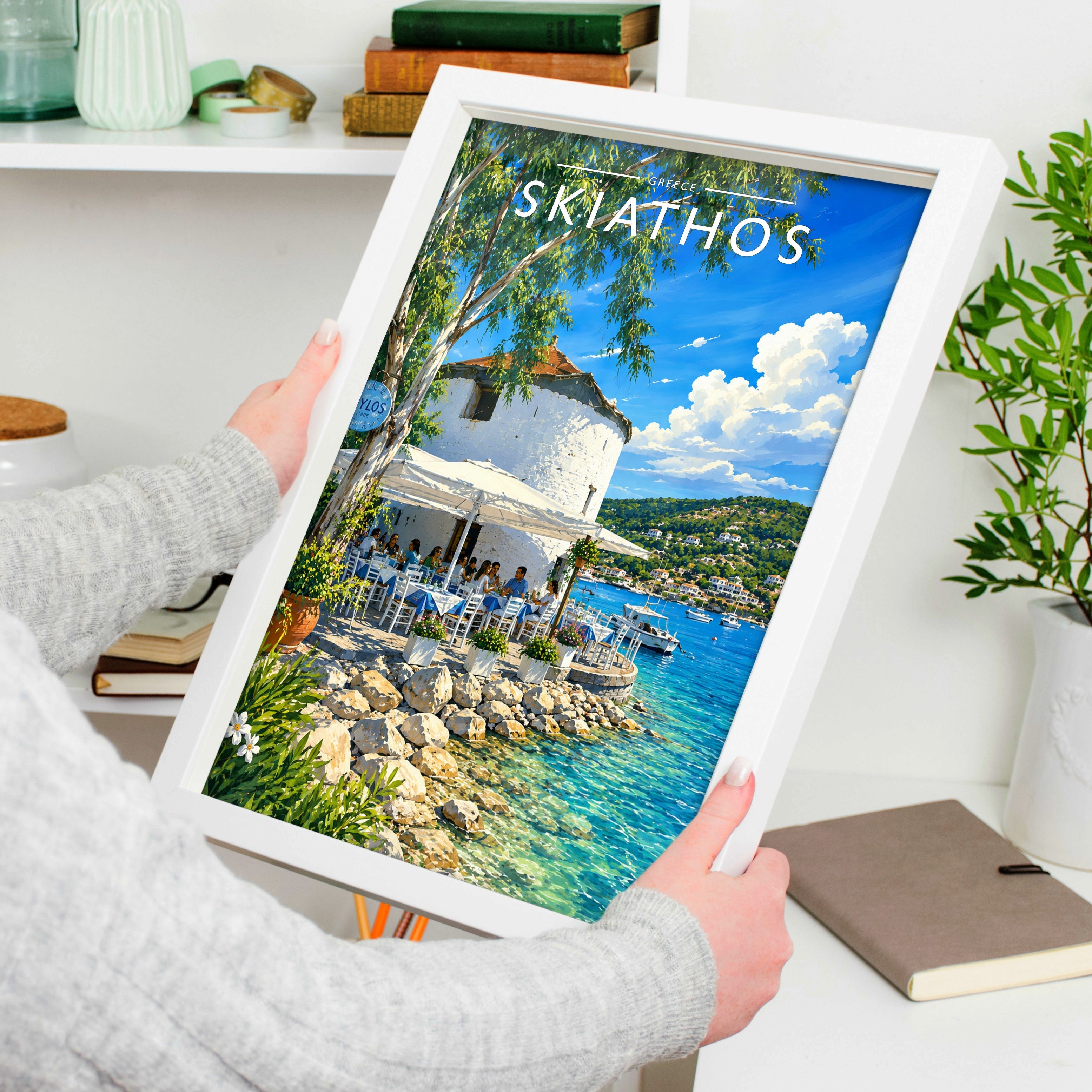 Skiathos #3 Travel Poster held in a white frame