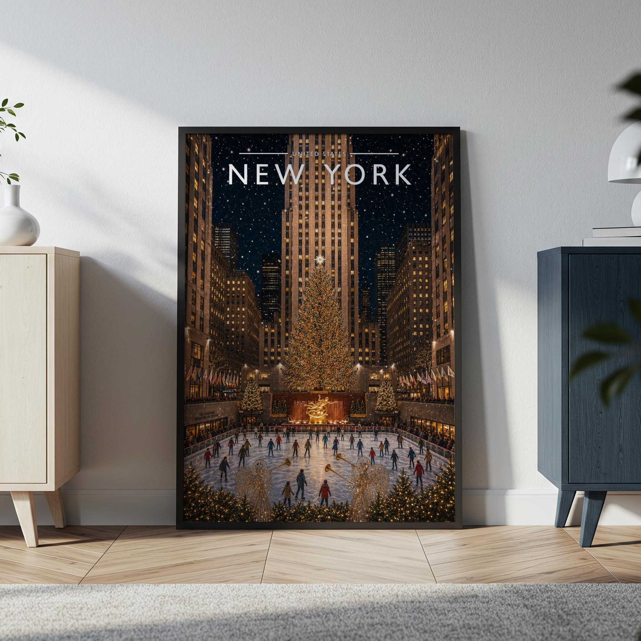 New York #6 Travel Poster in a black frame