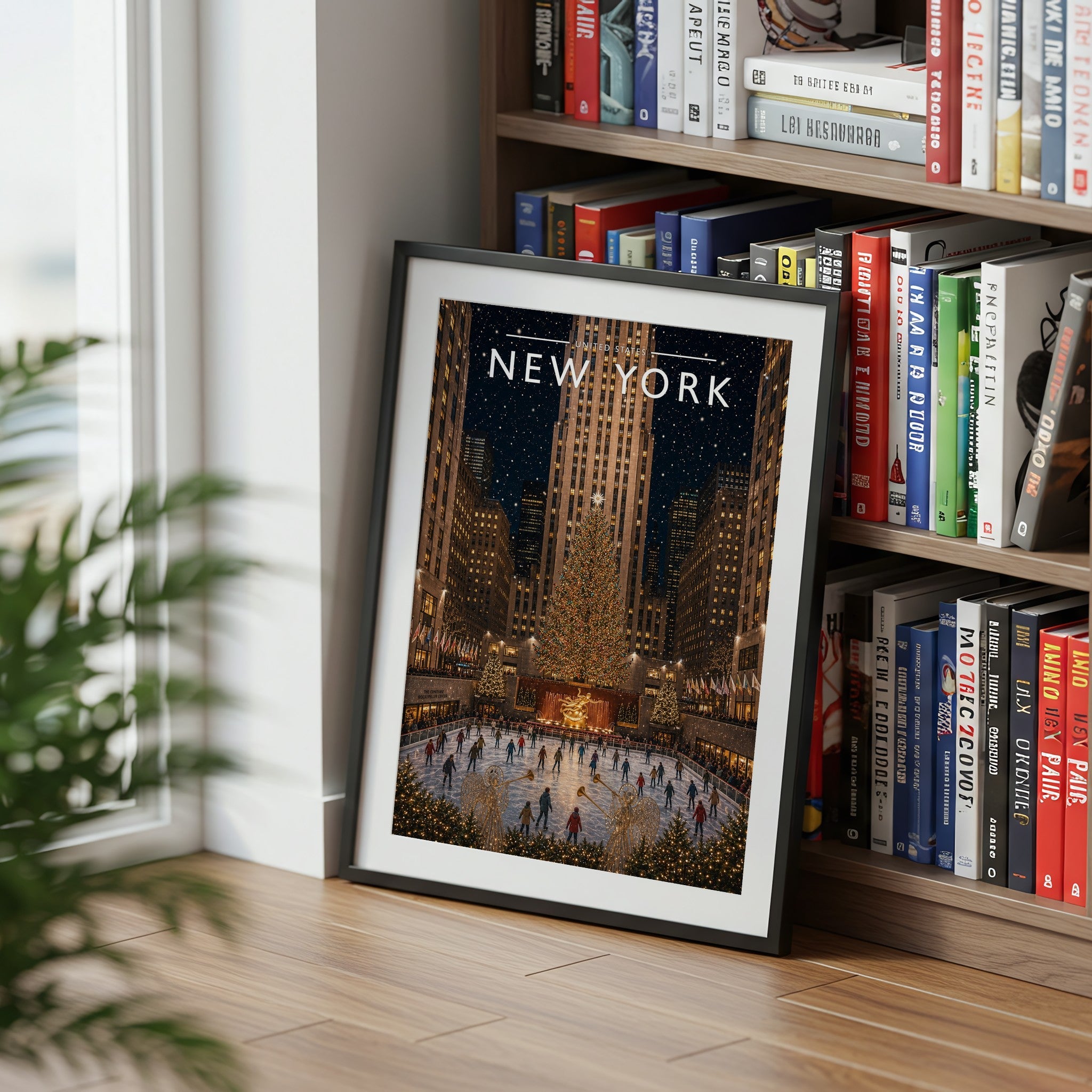 New York #6 Travel Poster mounted in a black frame