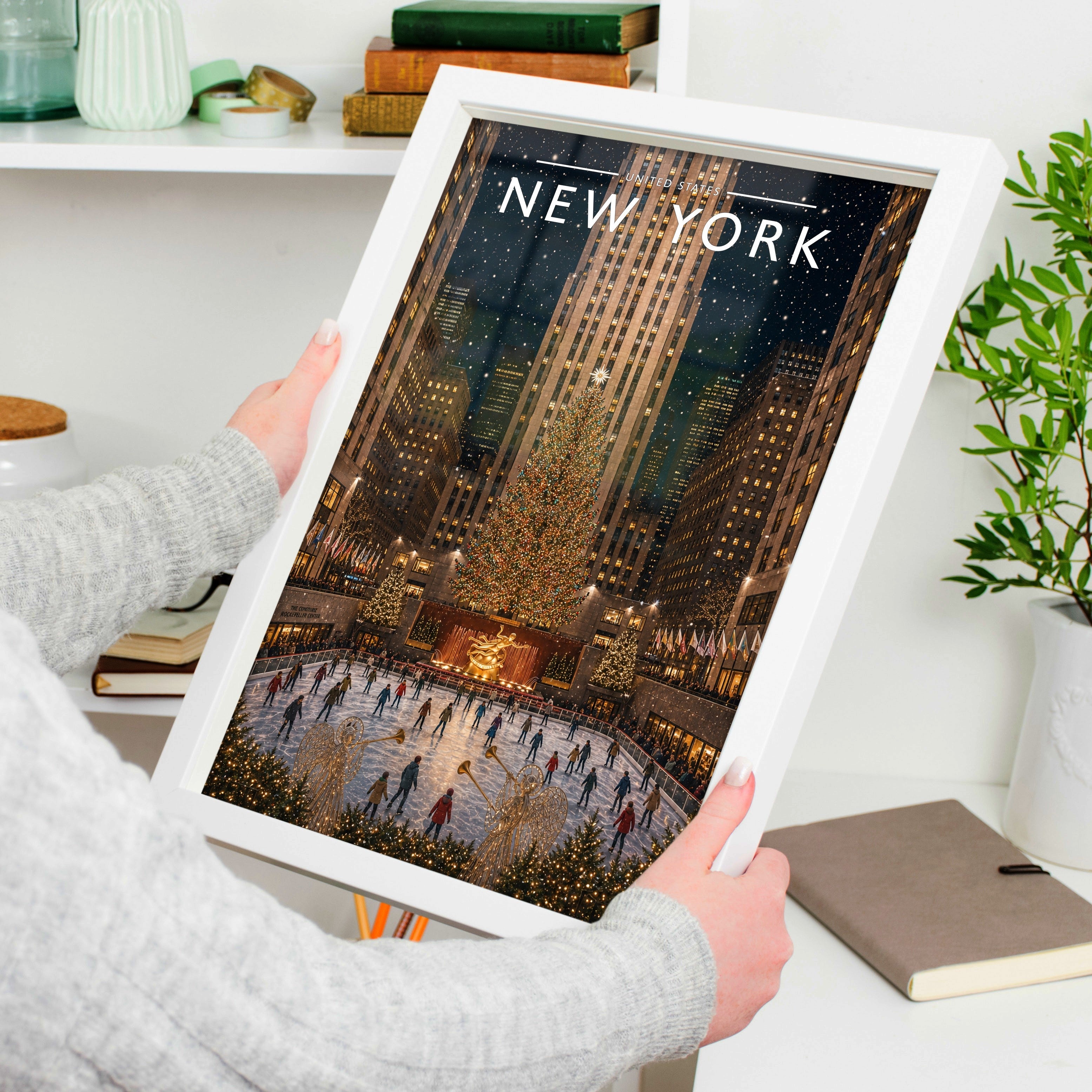 New York #6 Travel Poster held in a white frame