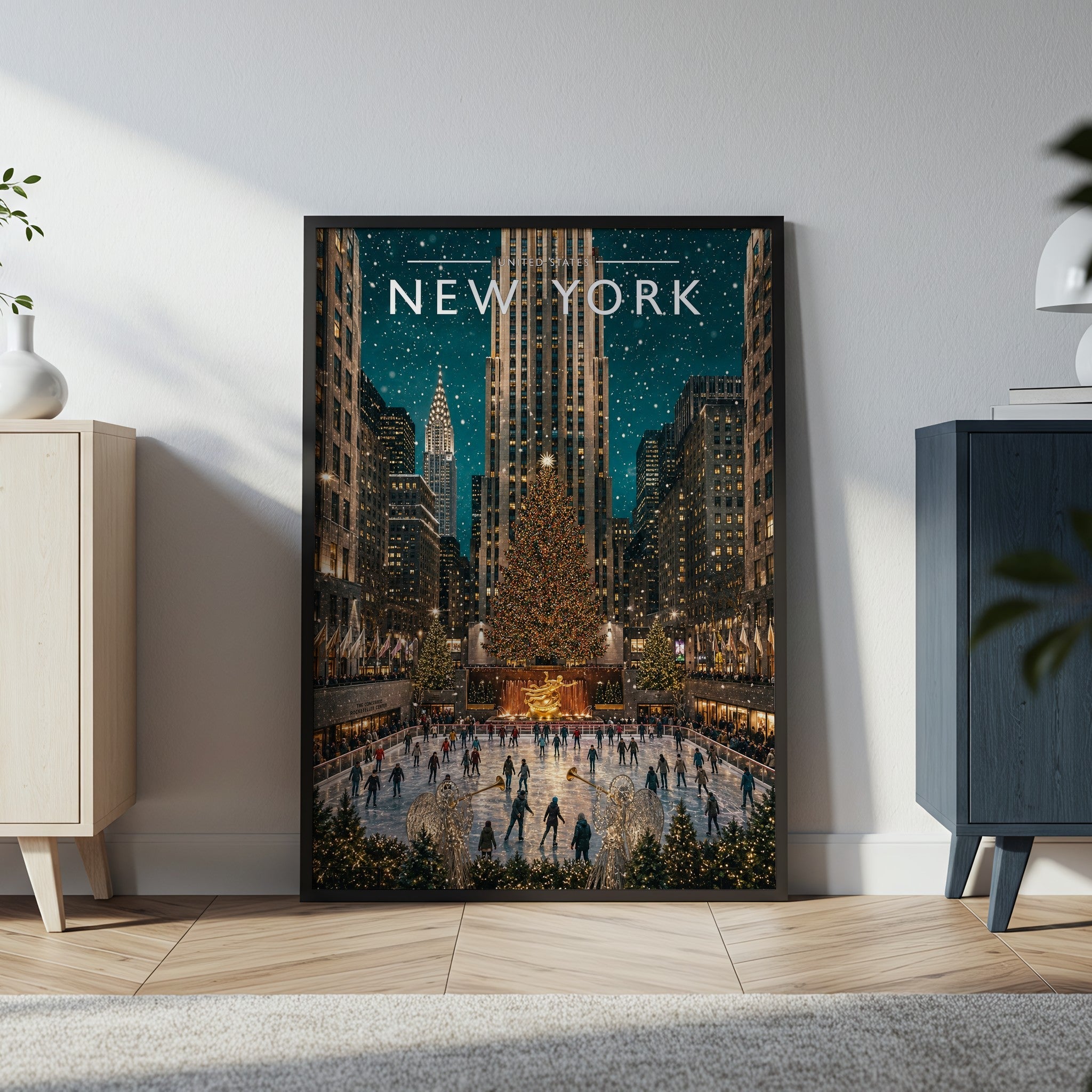 New York #7 Travel Poster in a black frame