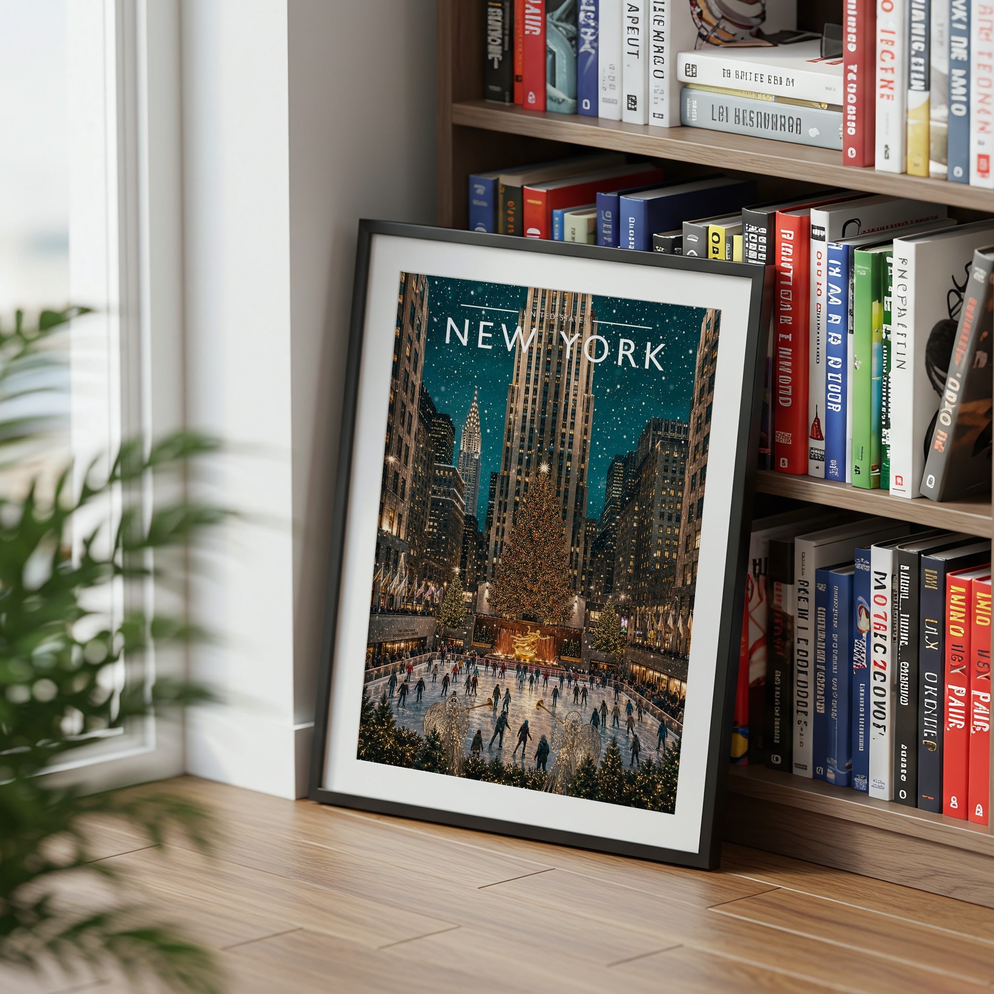 New York #7 Travel Poster mounted in a black frame