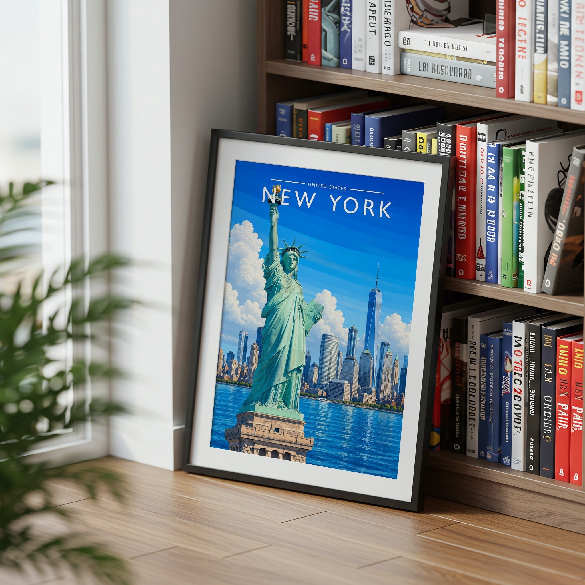 New York #8 Travel Poster mounted in a black frame