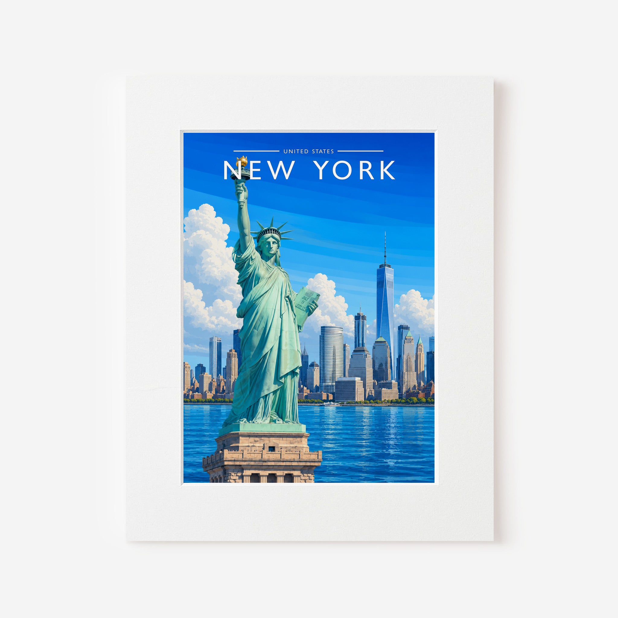 New York #8 Travel Poster in a white mount