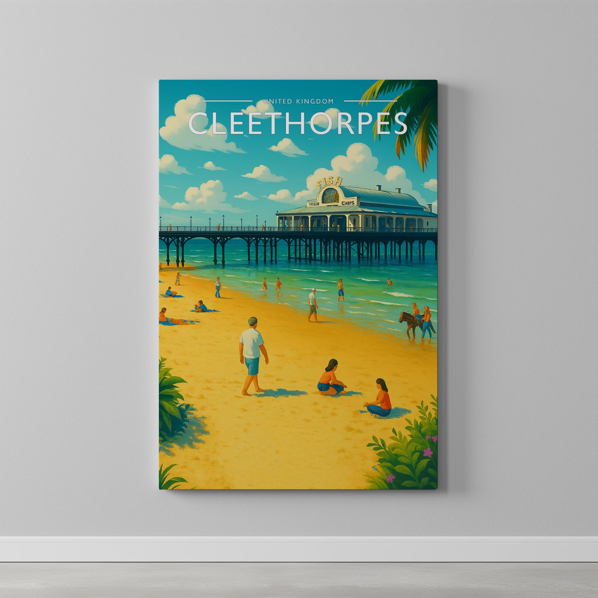 Cleethorpes Travel Poster as a gallery-wrapped canvas on a plain wall