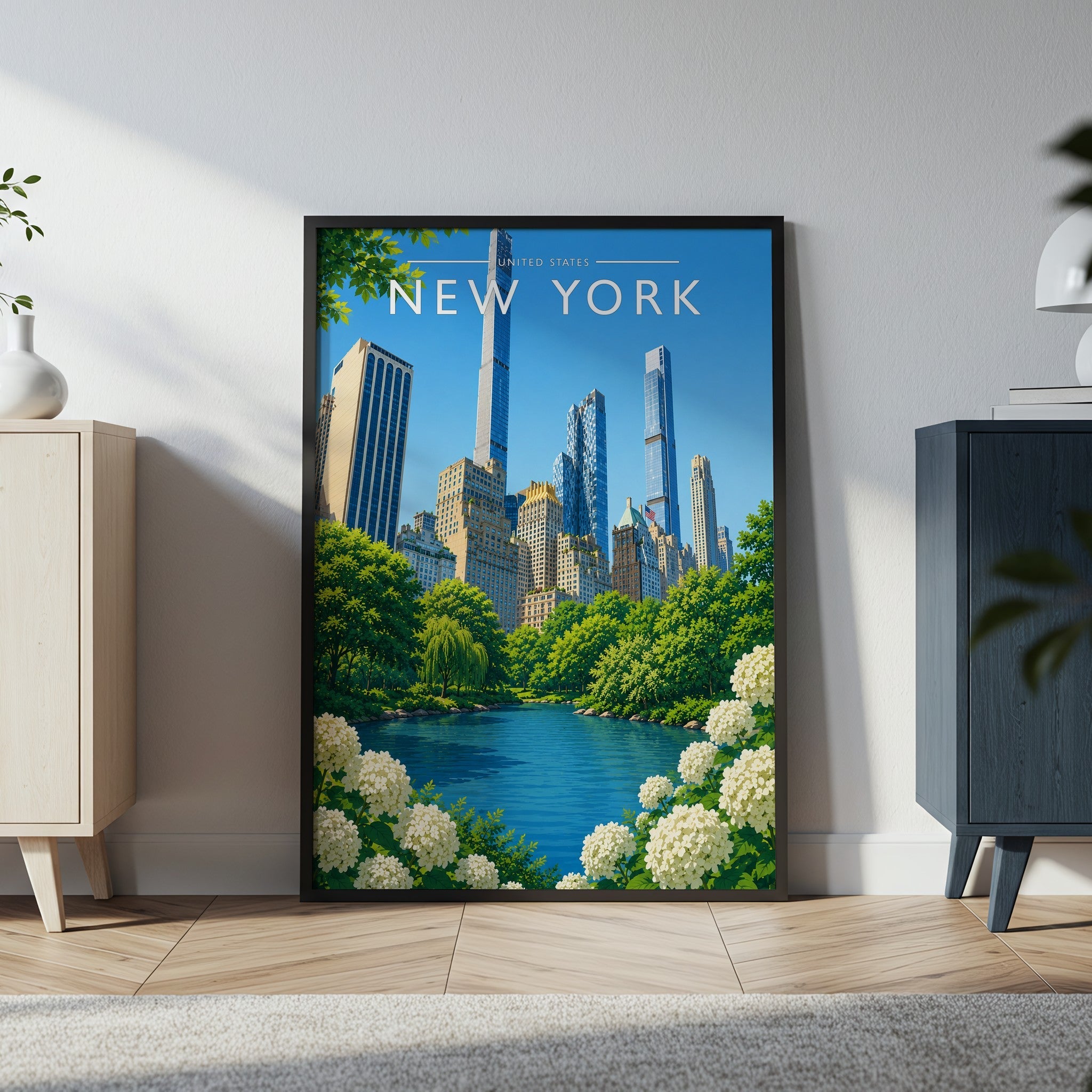 New York #9 Travel Poster in a black frame