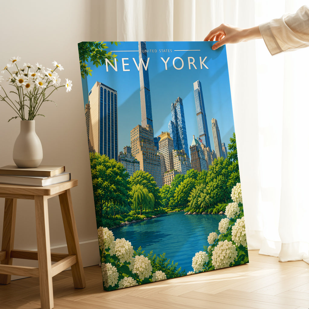 New York #9 Travel Poster as a gallery-wrapped canvas
