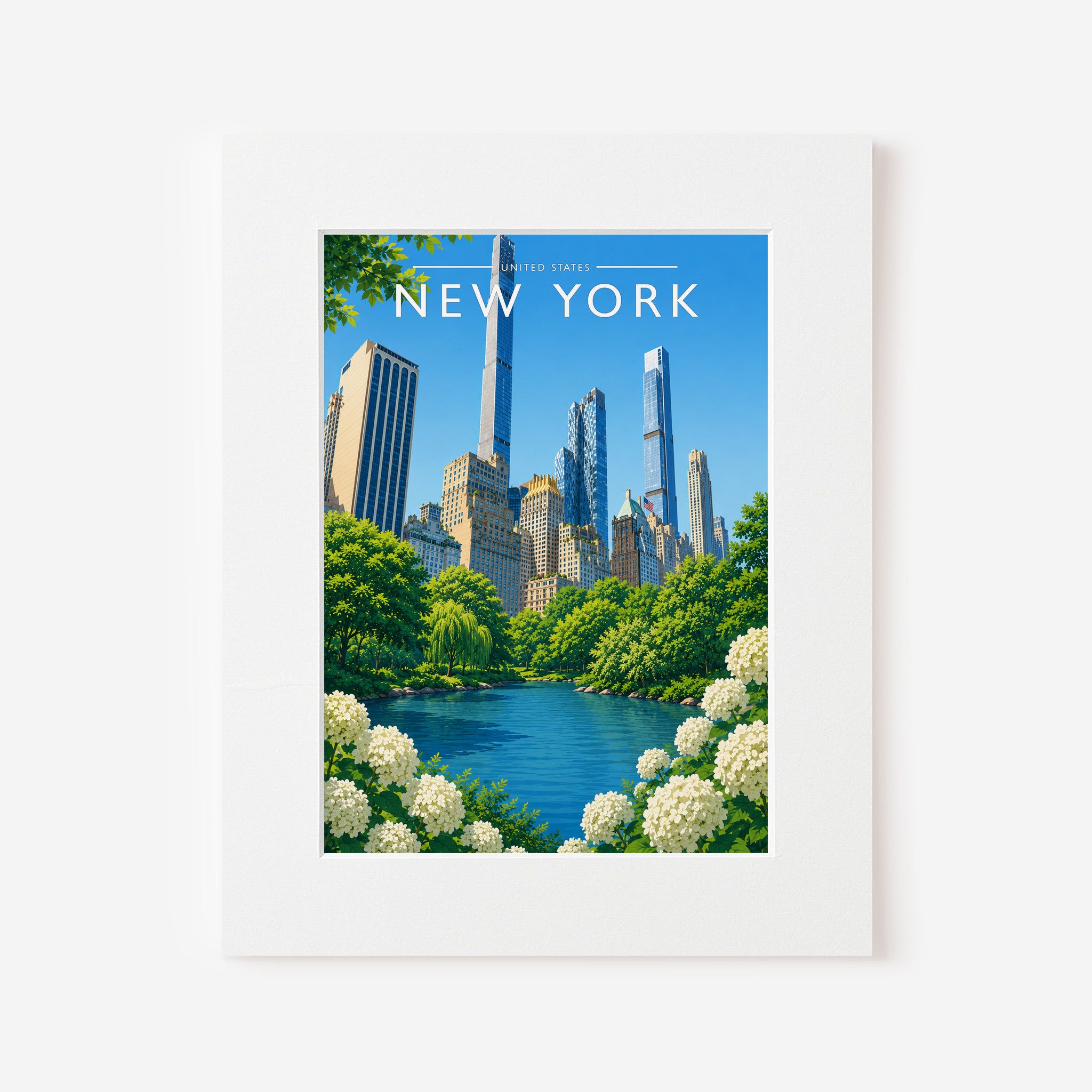 New York #9 Travel Poster in a white mount