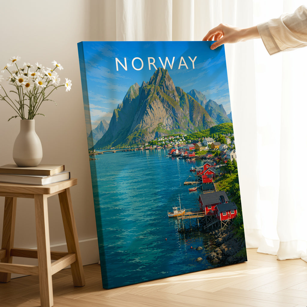 Norway Travel Poster as a gallery-wrapped canvas