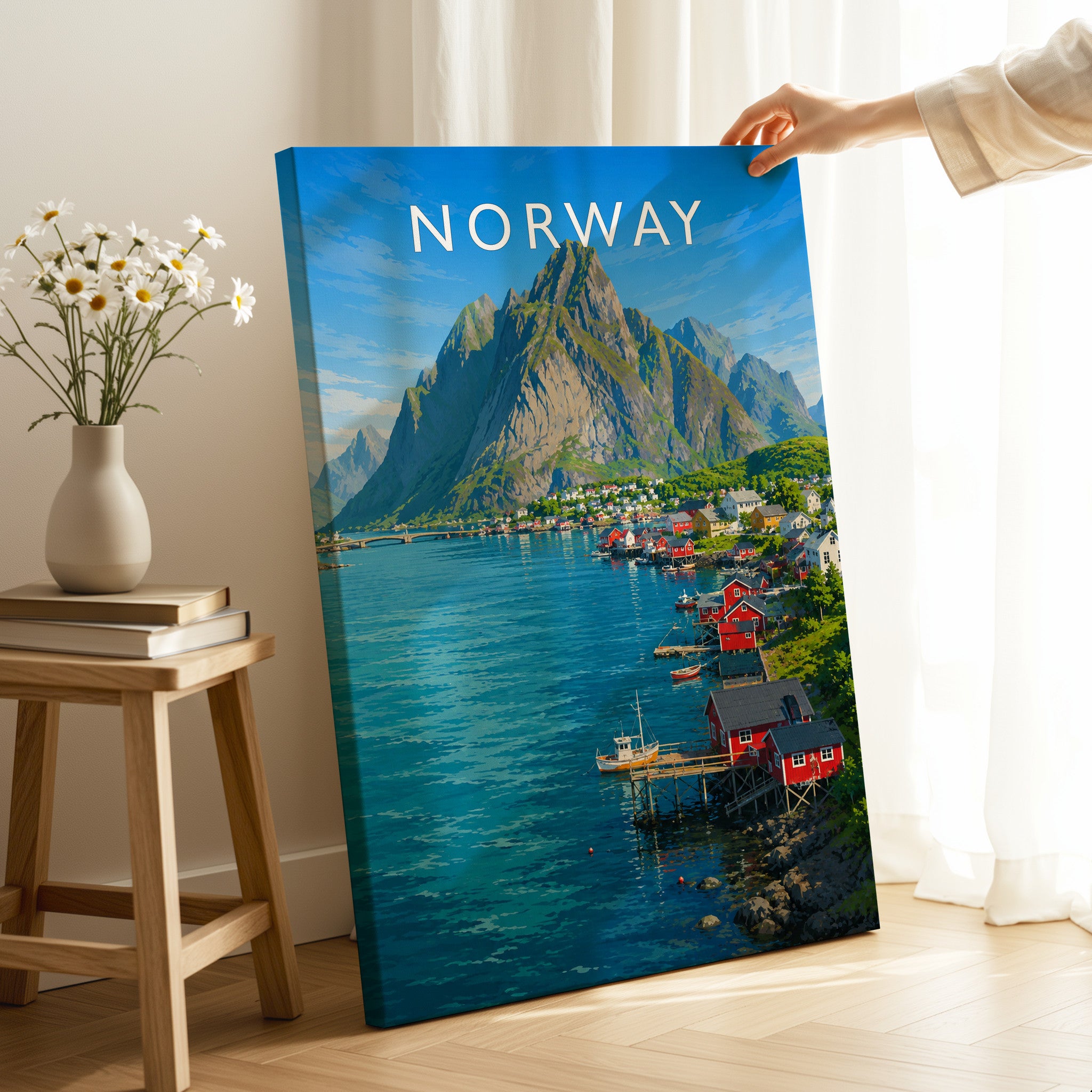 Norway Travel Poster as a gallery-wrapped canvas