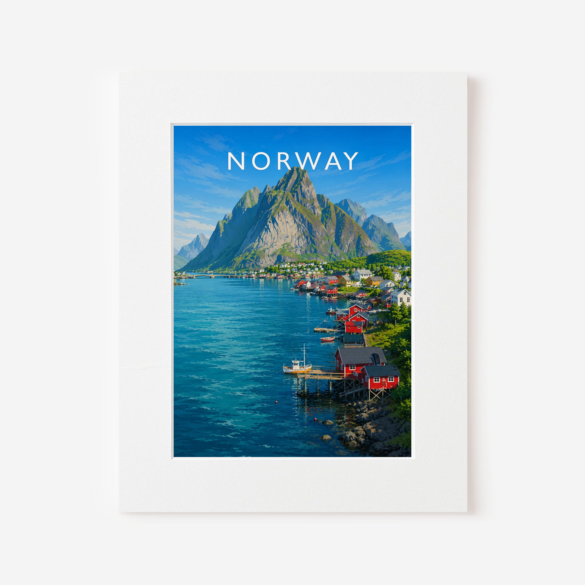 Norway Travel Poster in a white mount