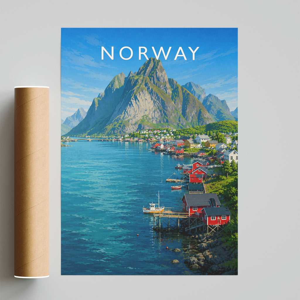 Norway Travel Poster - fine art print with shipping tube
