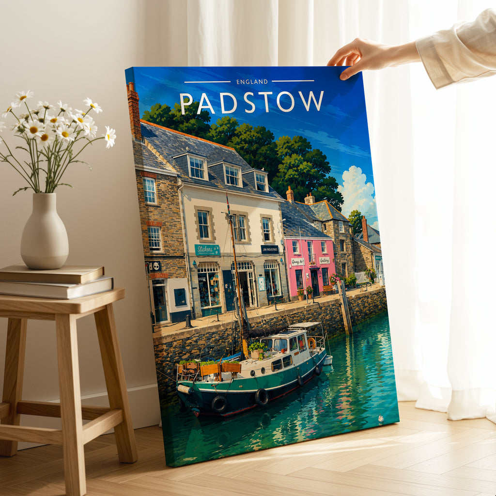 Padstow #2 Travel Poster as a gallery-wrapped canvas
