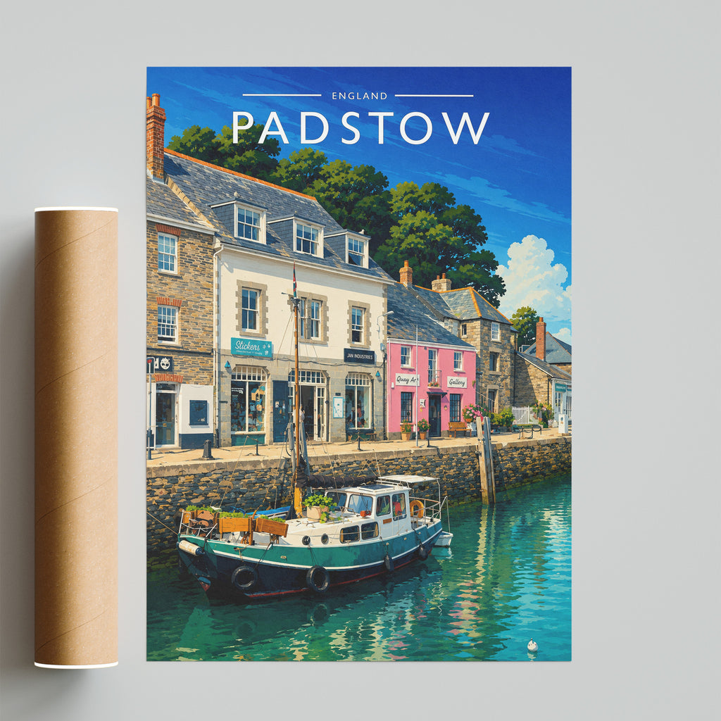 Padstow #2 Travel Poster - fine art print with shipping tube
