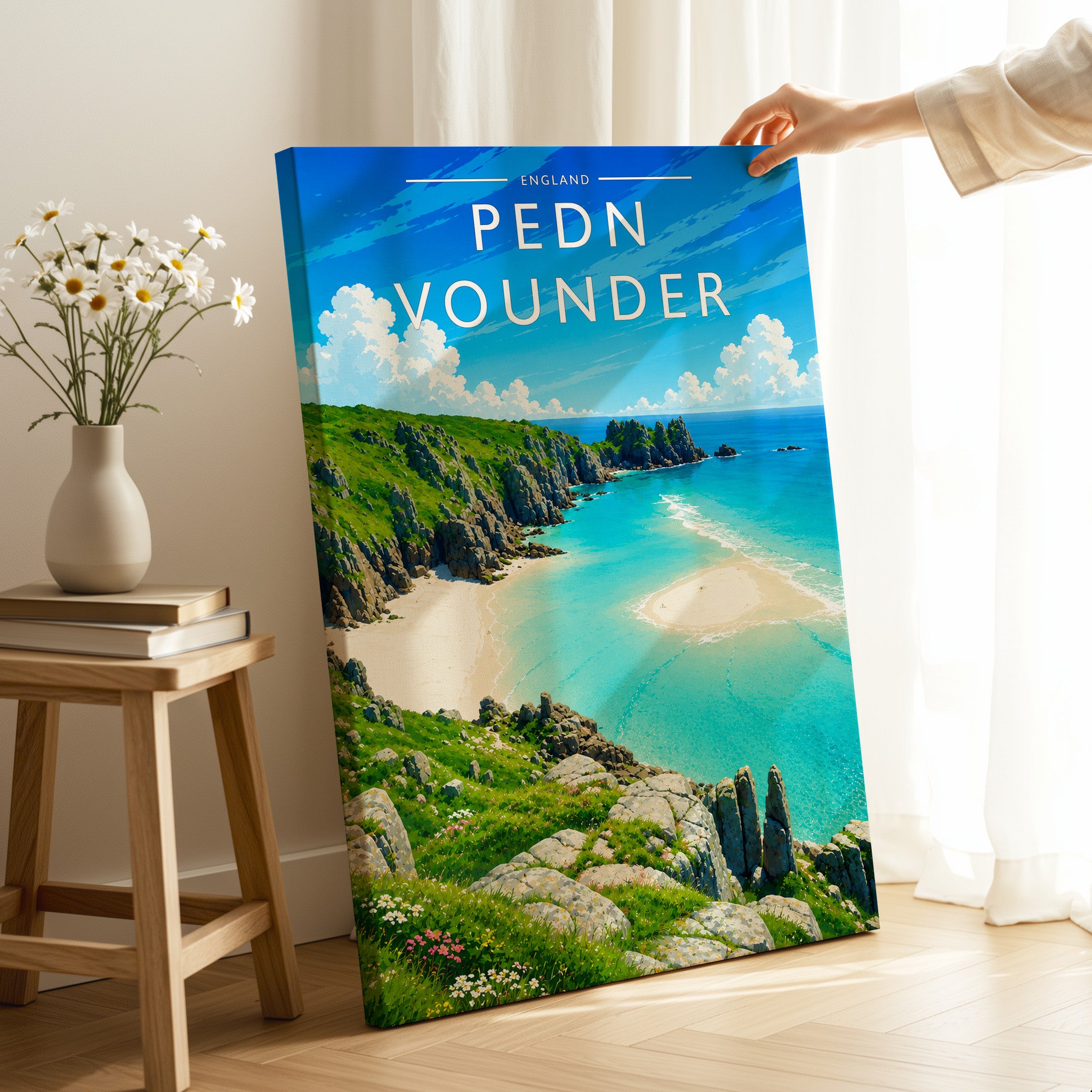 Pedn Vounder Travel Poster as a gallery-wrapped canvas