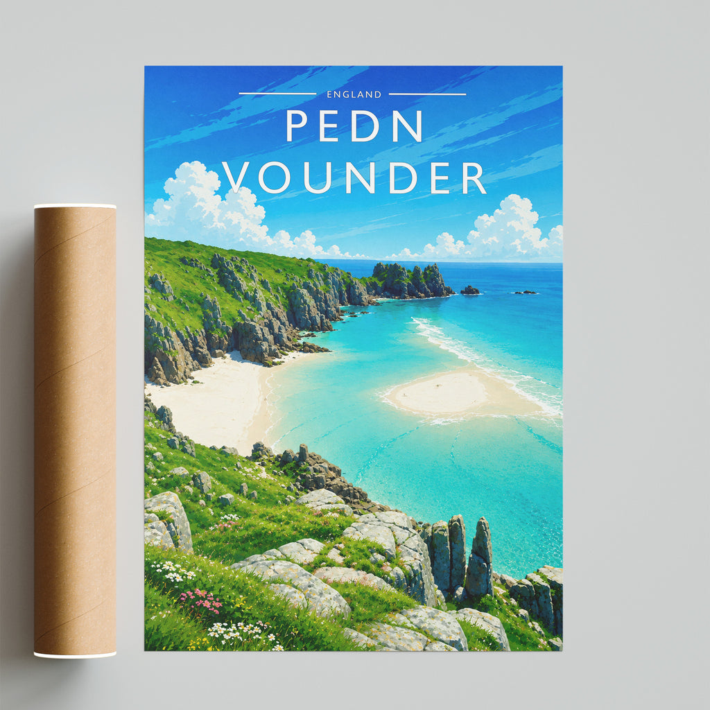 Pedn Vounder Travel Poster - fine art print with shipping tube