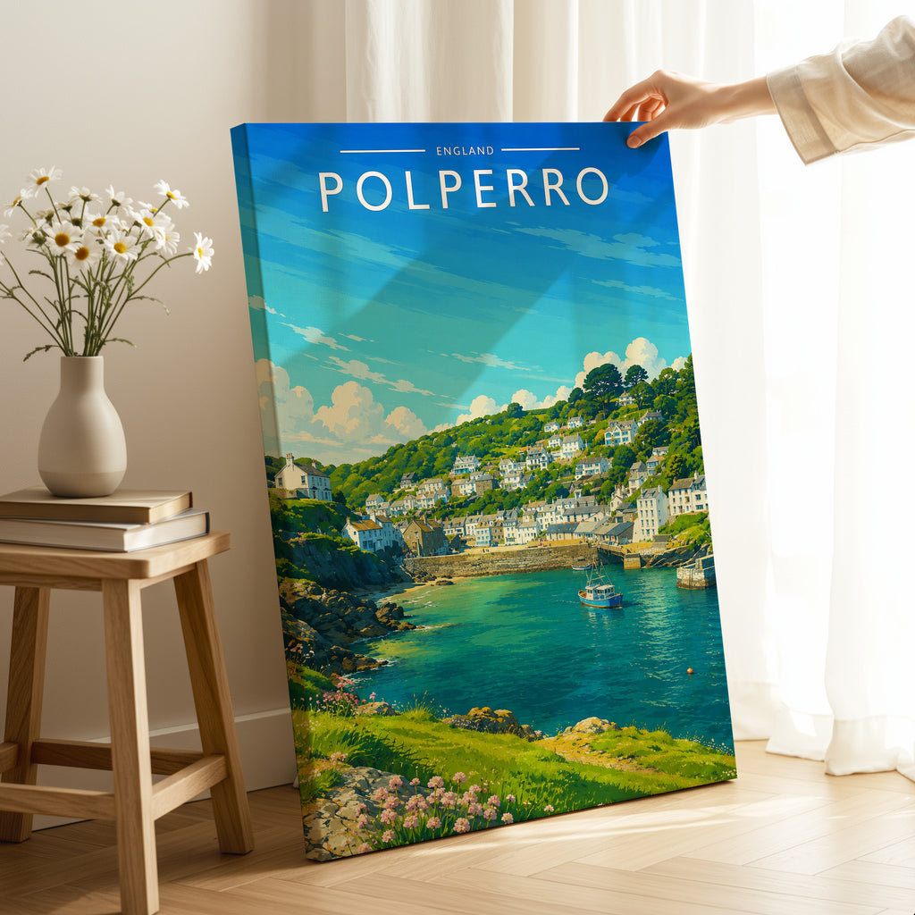 Polperro #2 Travel Poster as a gallery-wrapped canvas