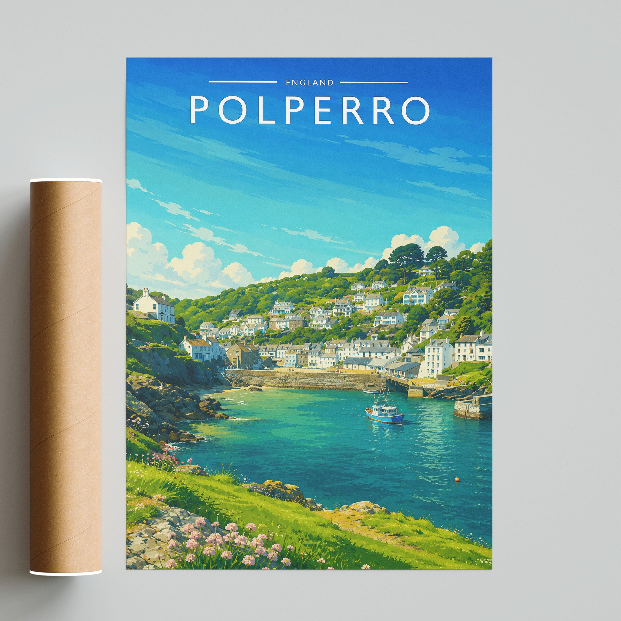 Polperro #2 Travel Poster - fine art print with shipping tube