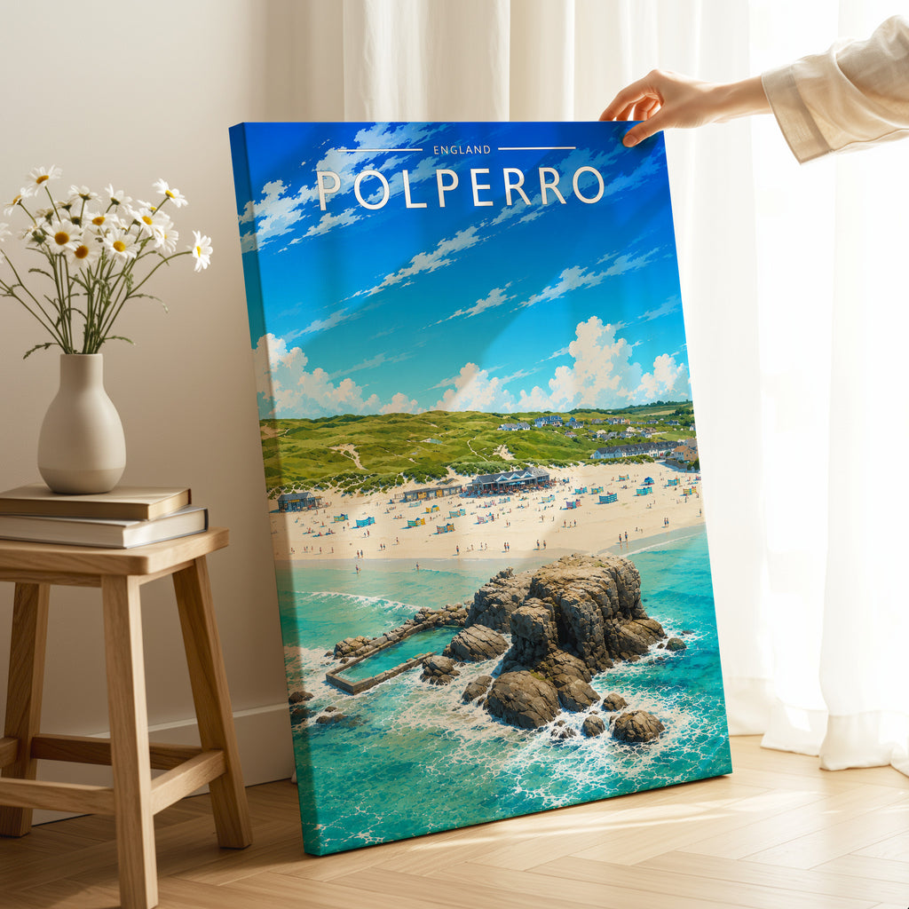 Polperro #3 Travel Poster as a gallery-wrapped canvas