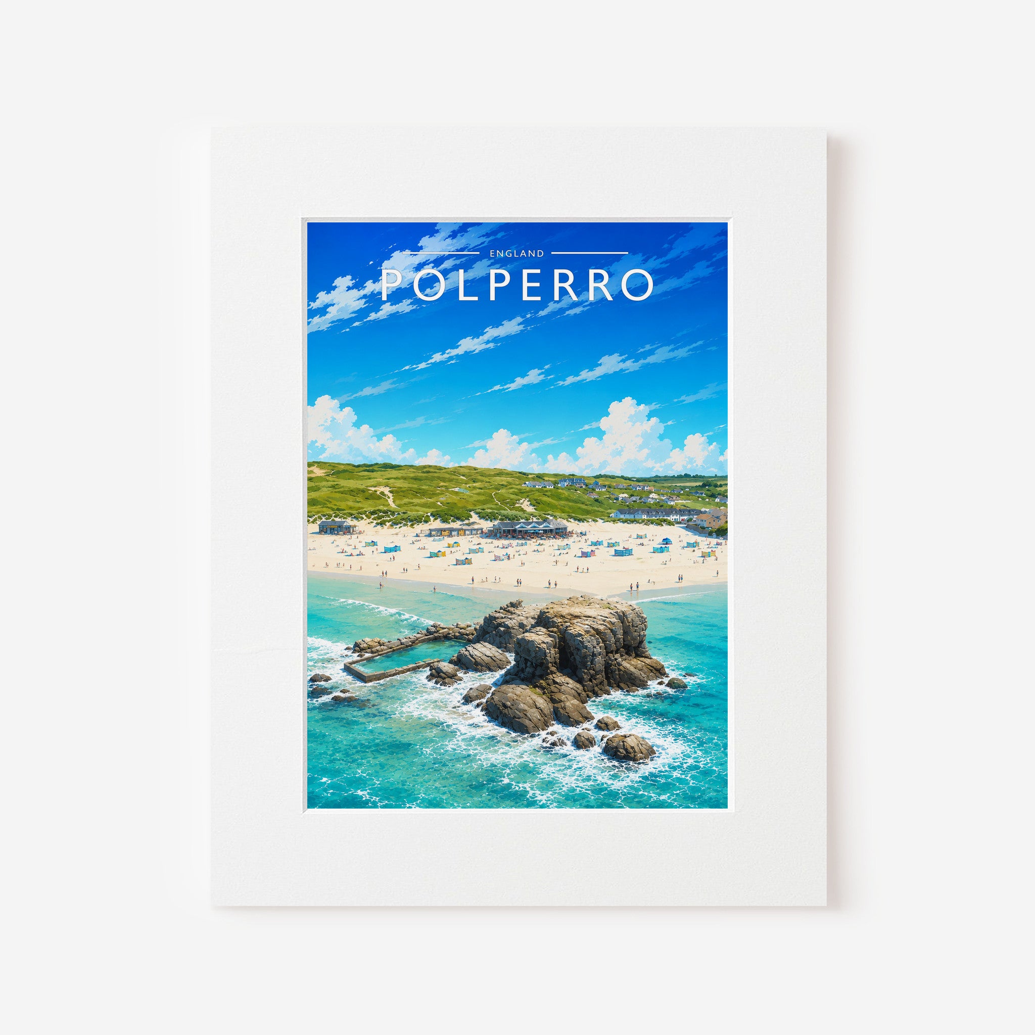 Polperro #3 Travel Poster in a white mount