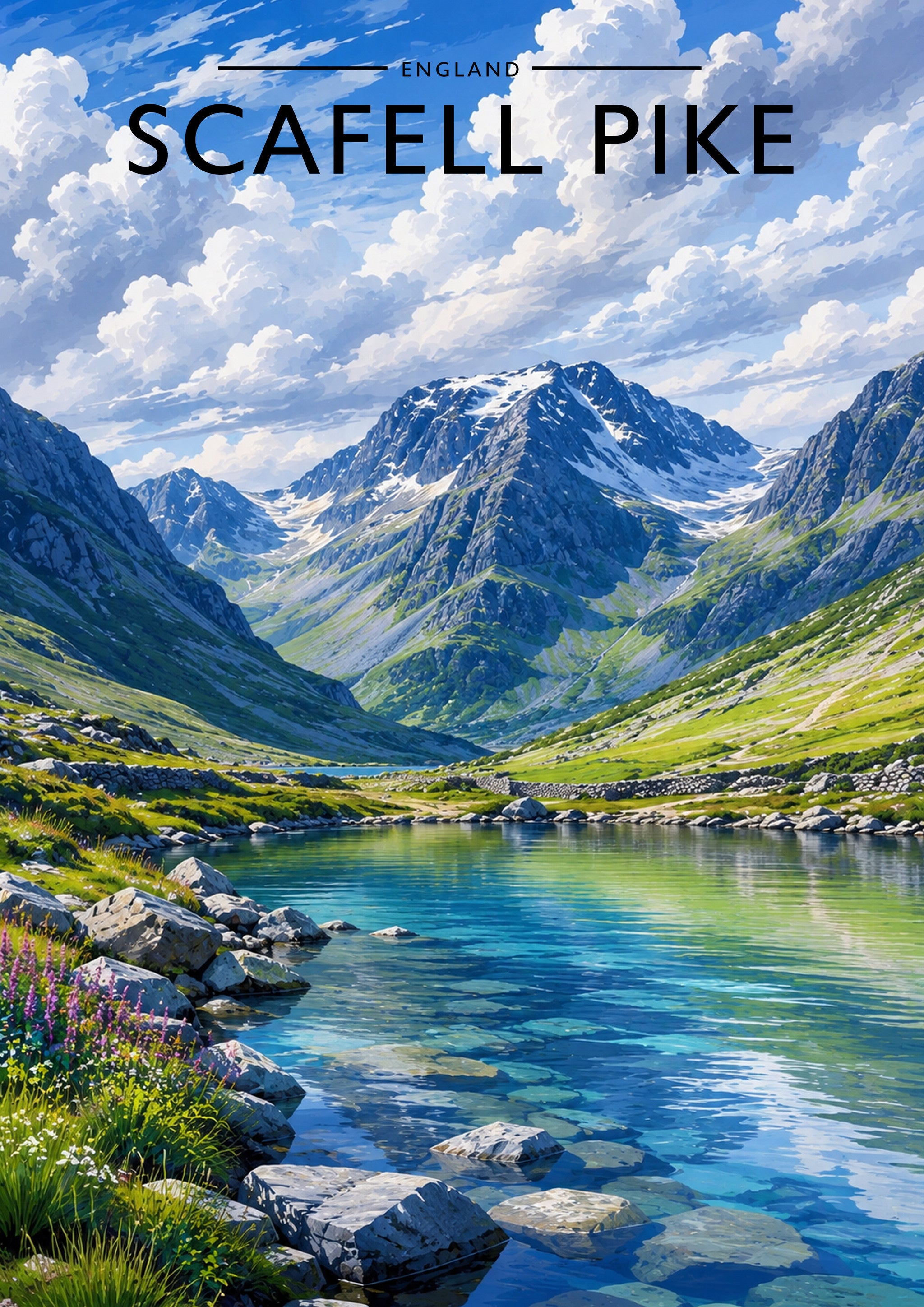 Scafell Pike Travel Poster - A4 travel poster print