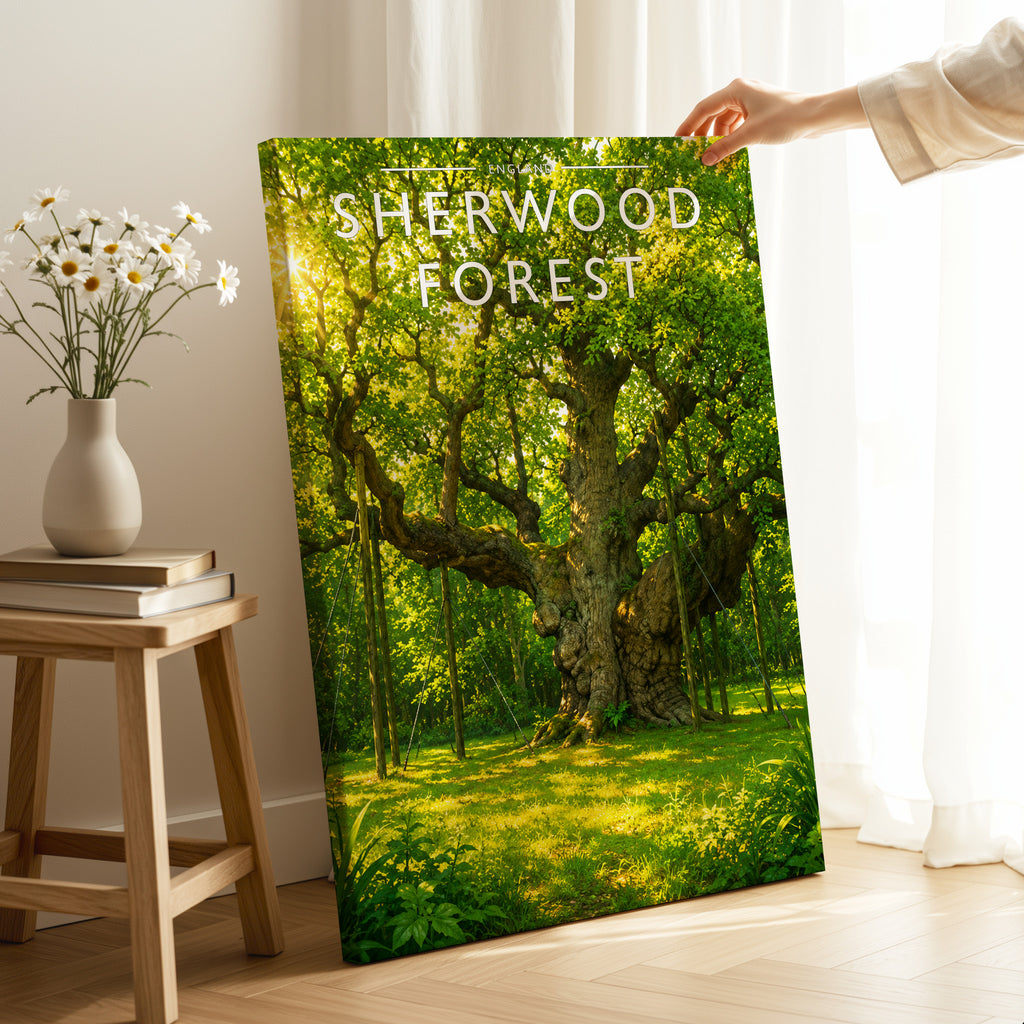 Sherwood Forest Travel Poster as a gallery-wrapped canvas