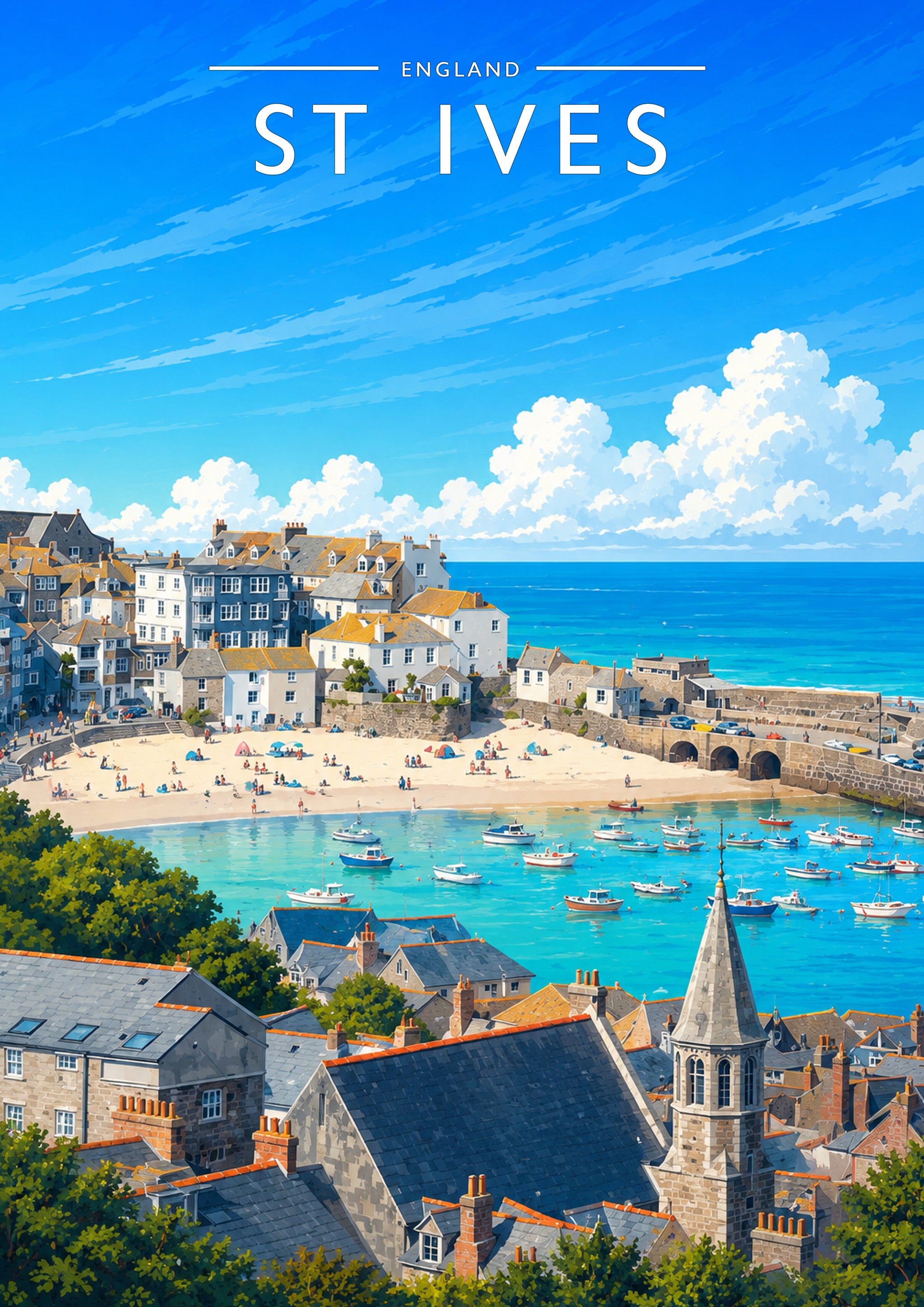 St Ives #2 Travel Poster - A4 travel poster print