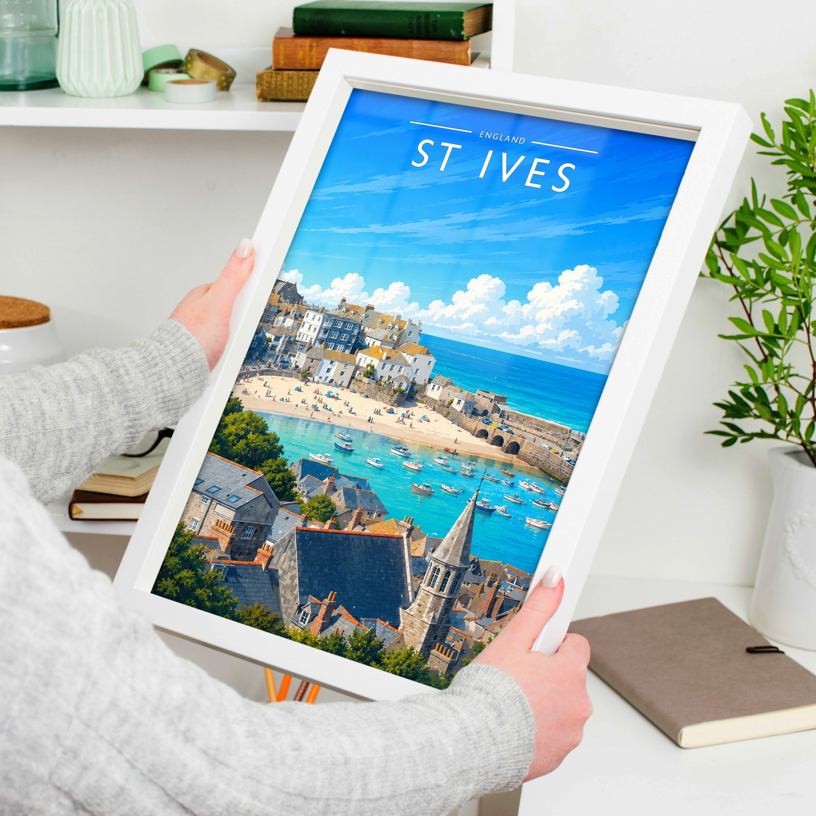 St Ives #2 Travel Poster held in a white frame