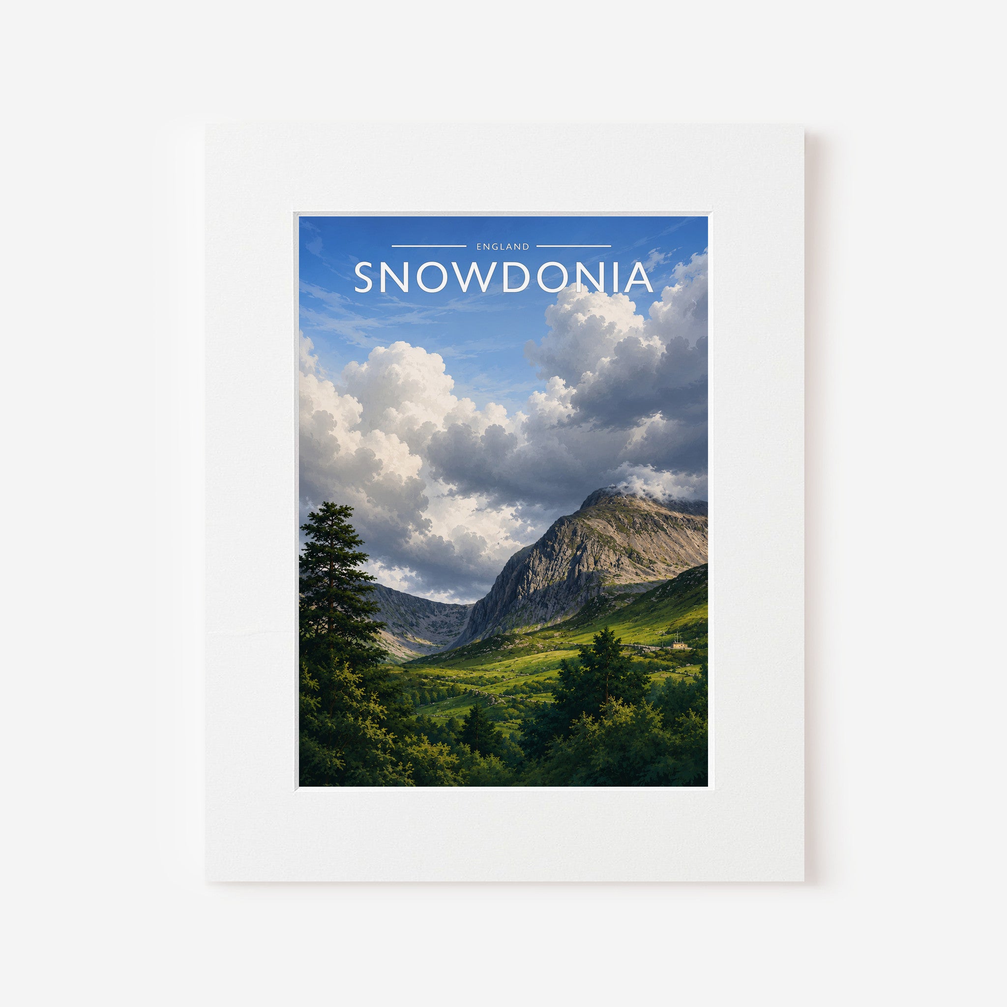 Snowdonia Travel Poster in a white mount