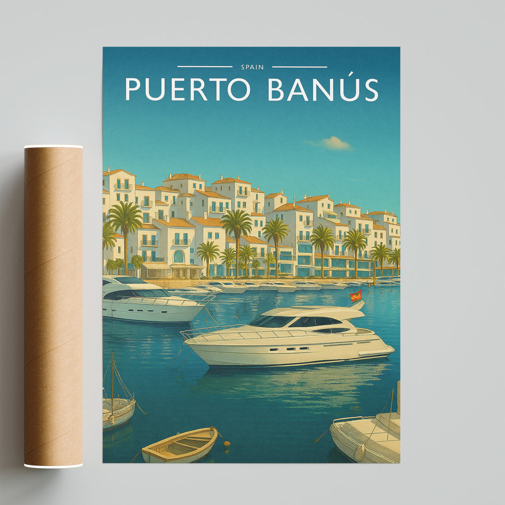 Puerto Banús Travel Poster - fine art print with shipping tube