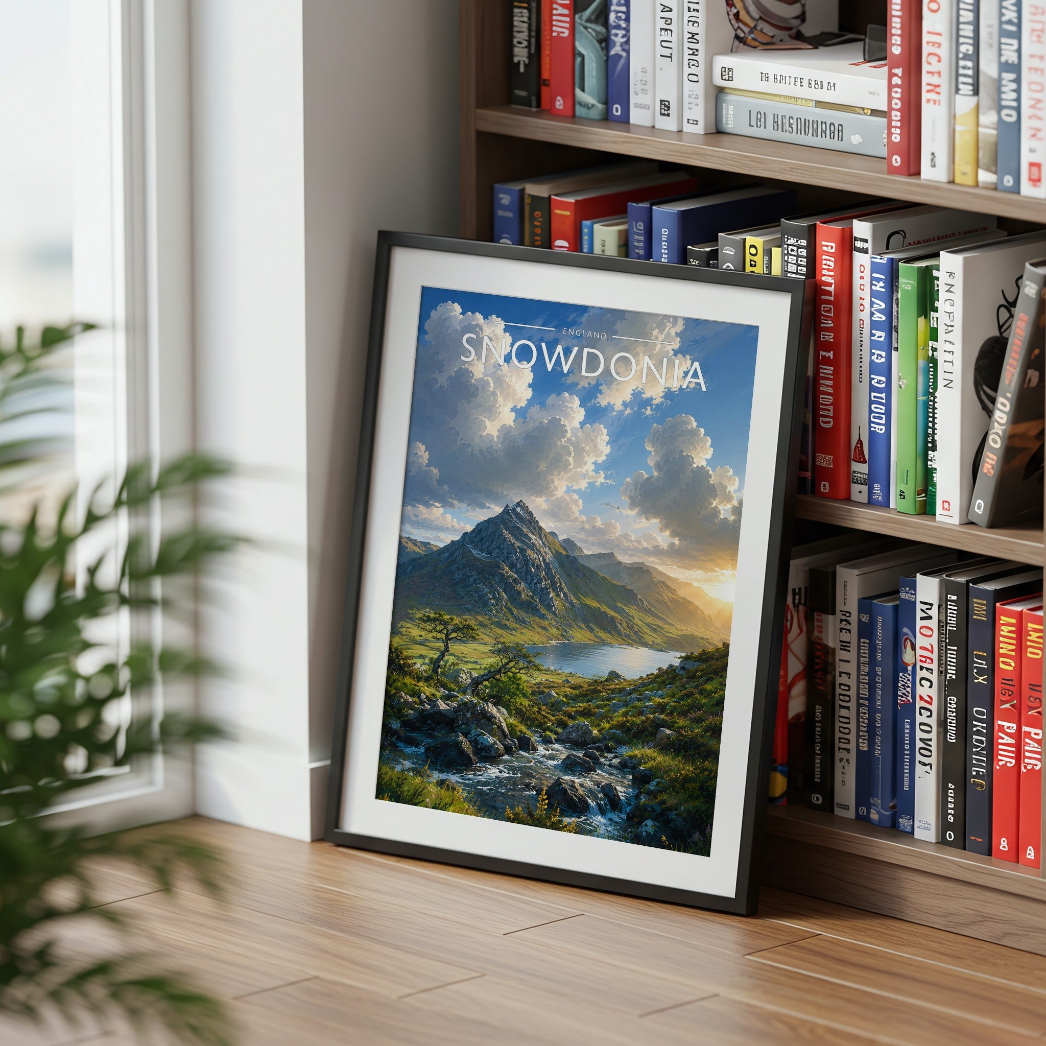 Snowdonia #2 Travel Poster mounted in a black frame