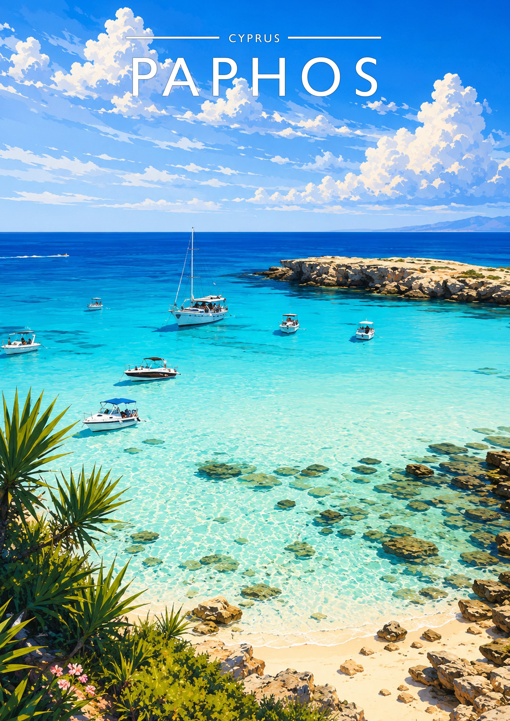 Paphos Travel Poster - A4 travel poster print