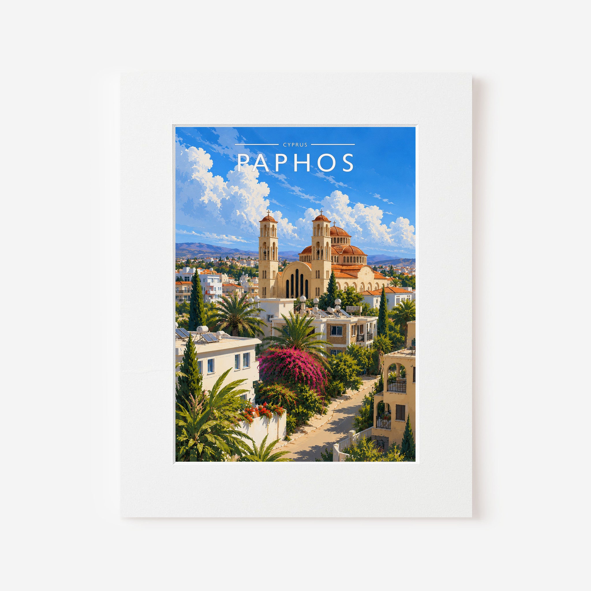 Paphos #2 Travel Poster in a white mount