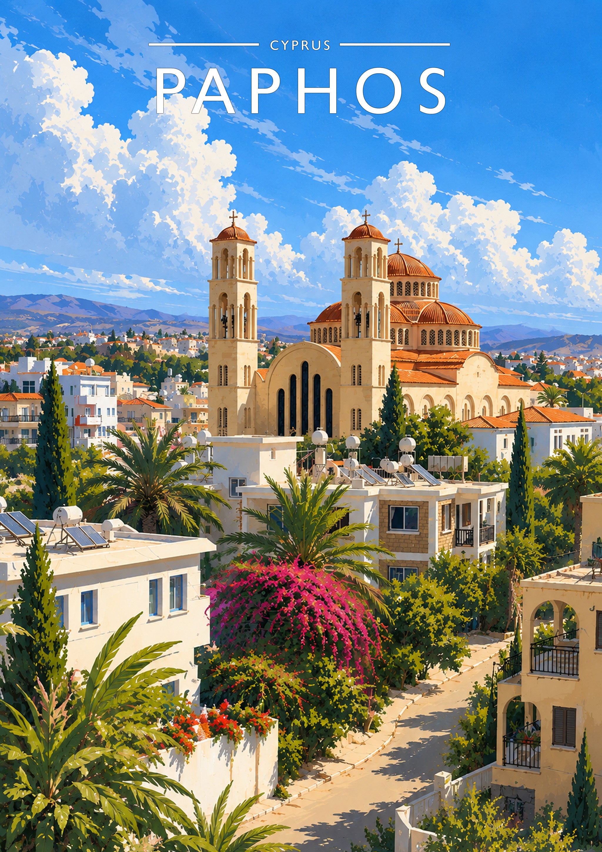 Paphos #2 Travel Poster - A4 travel poster print