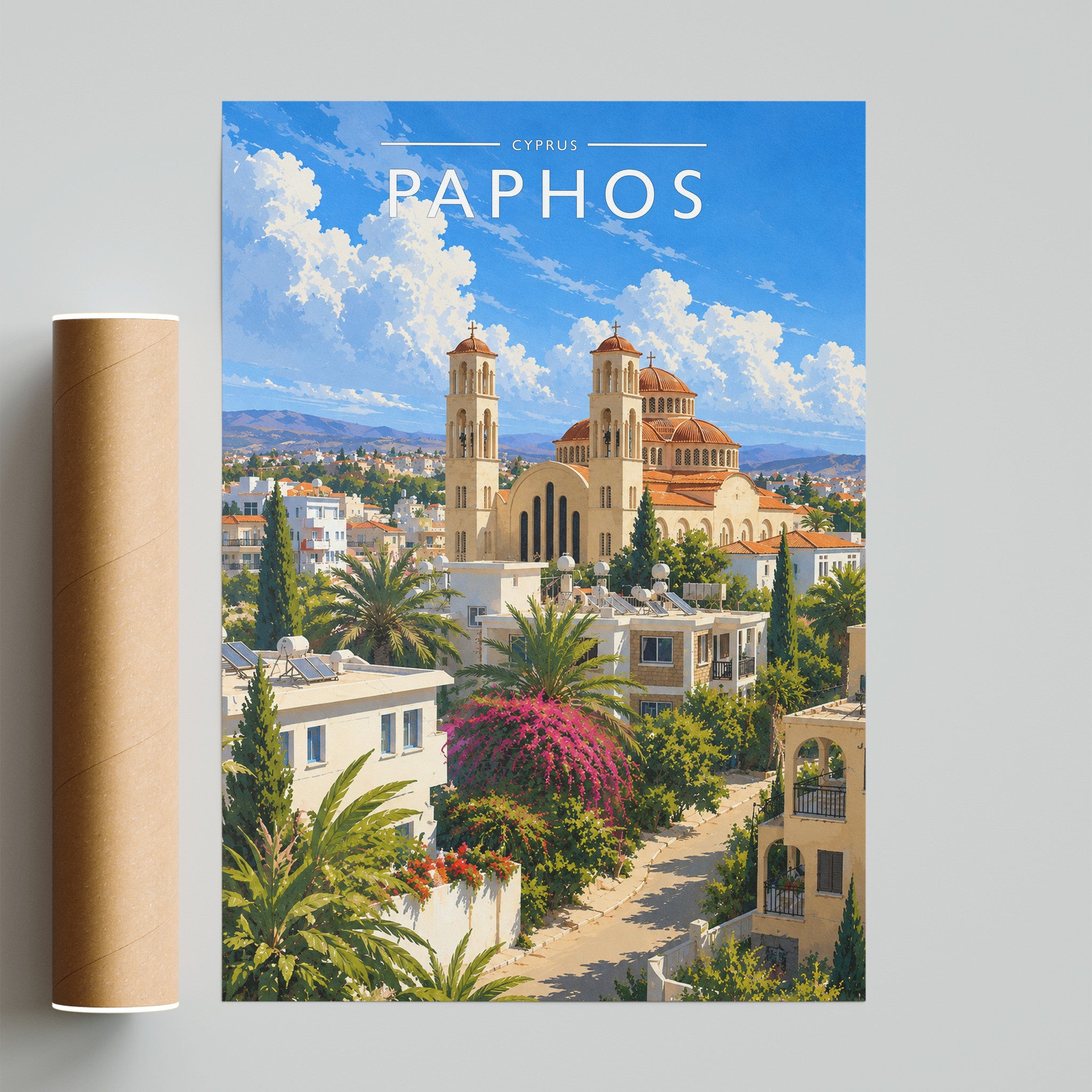 Paphos #2 Travel Poster - fine art print with shipping tube