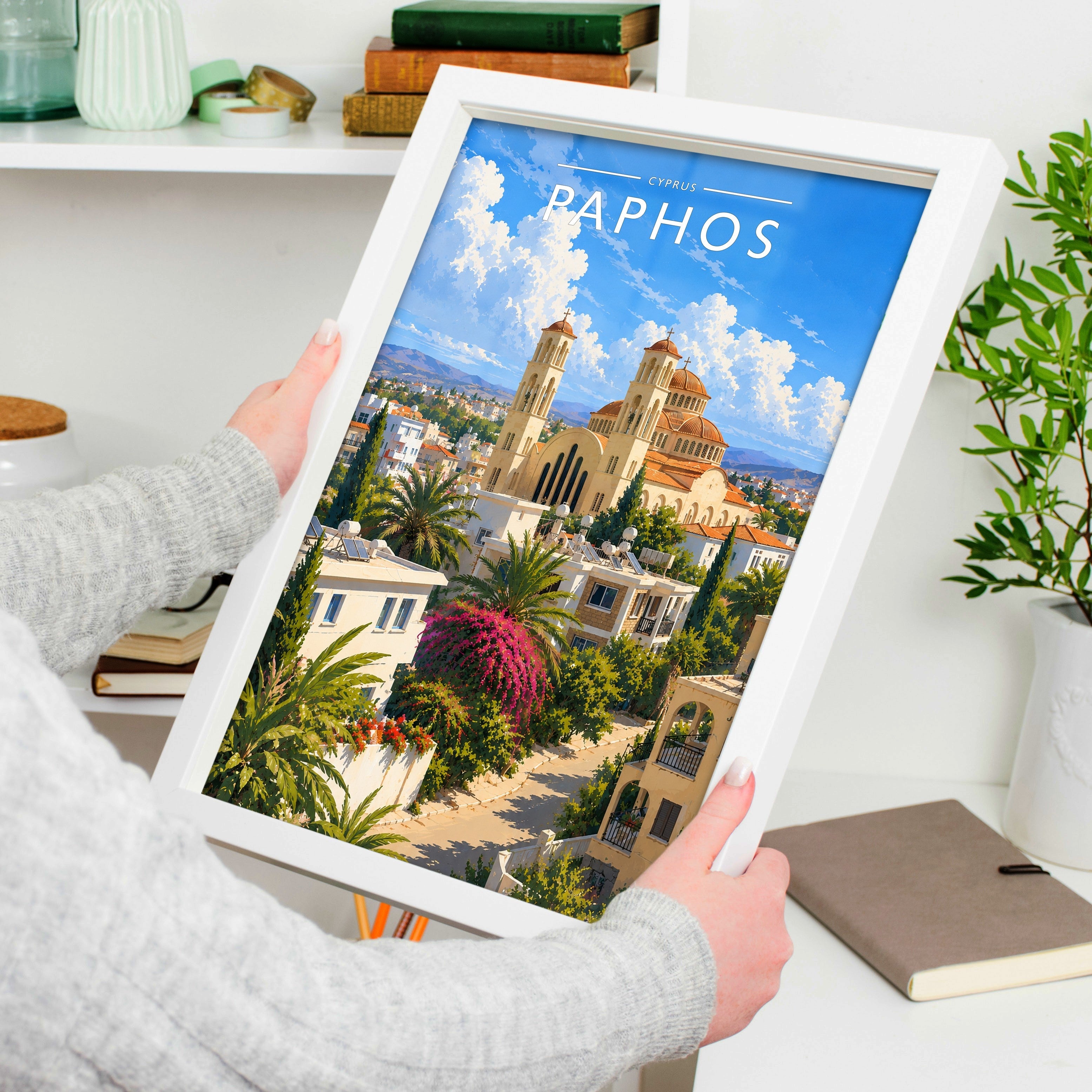 Paphos #2 Travel Poster held in a white frame