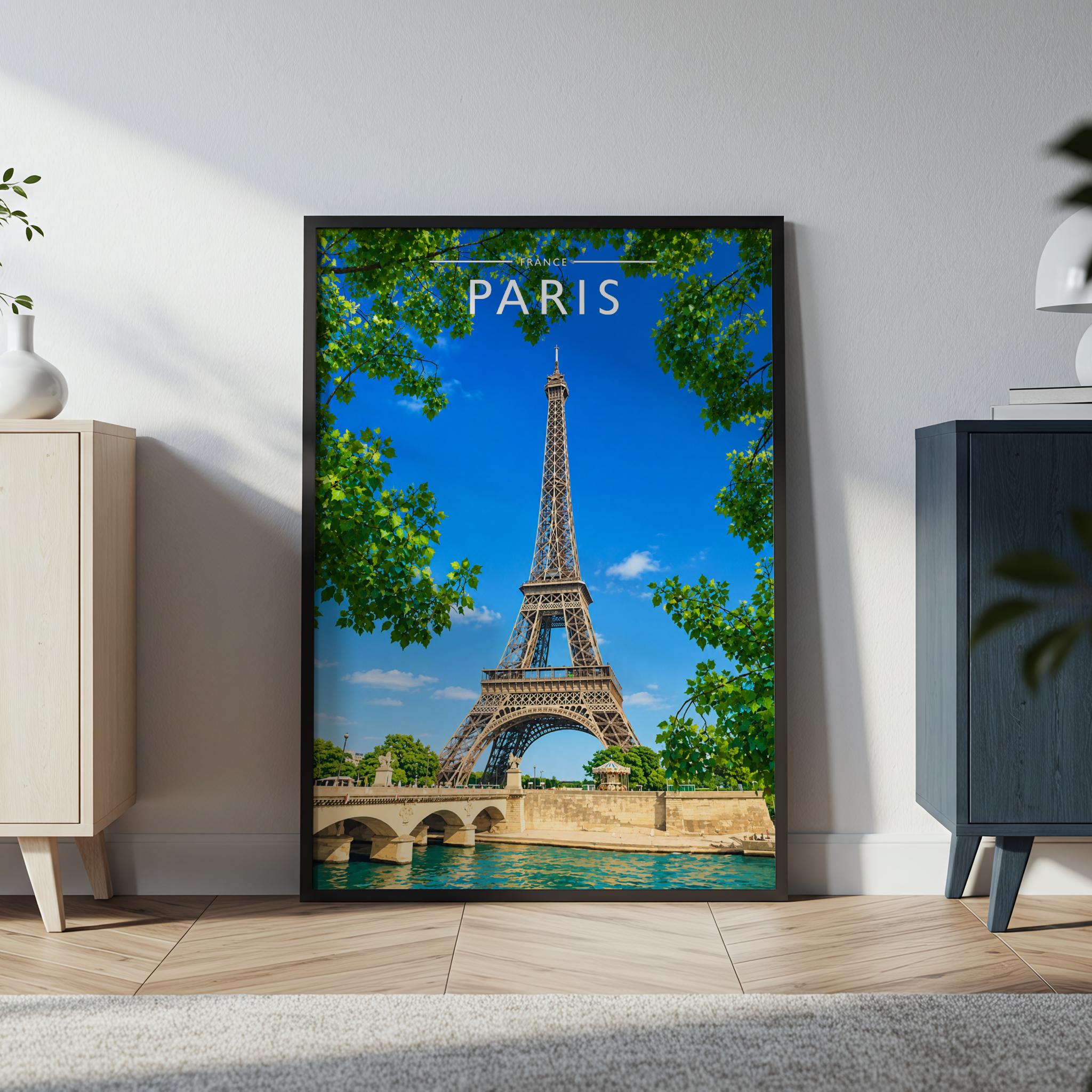Paris #2 Travel Poster in a black frame