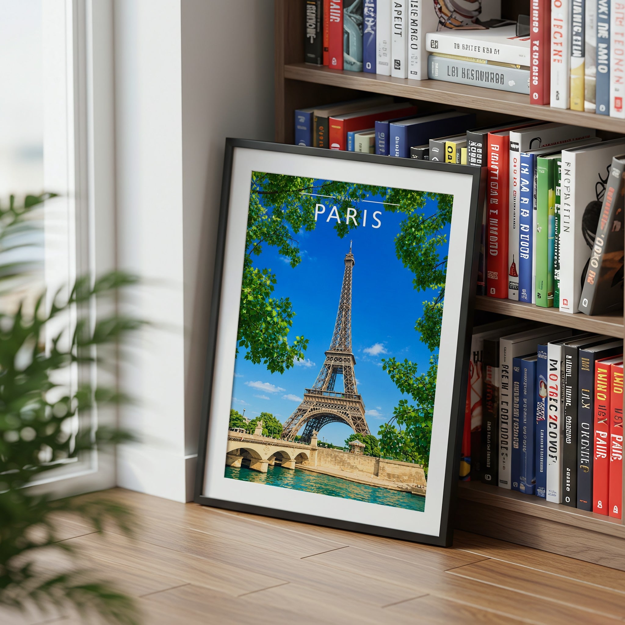 Paris #2 Travel Poster mounted in a black frame