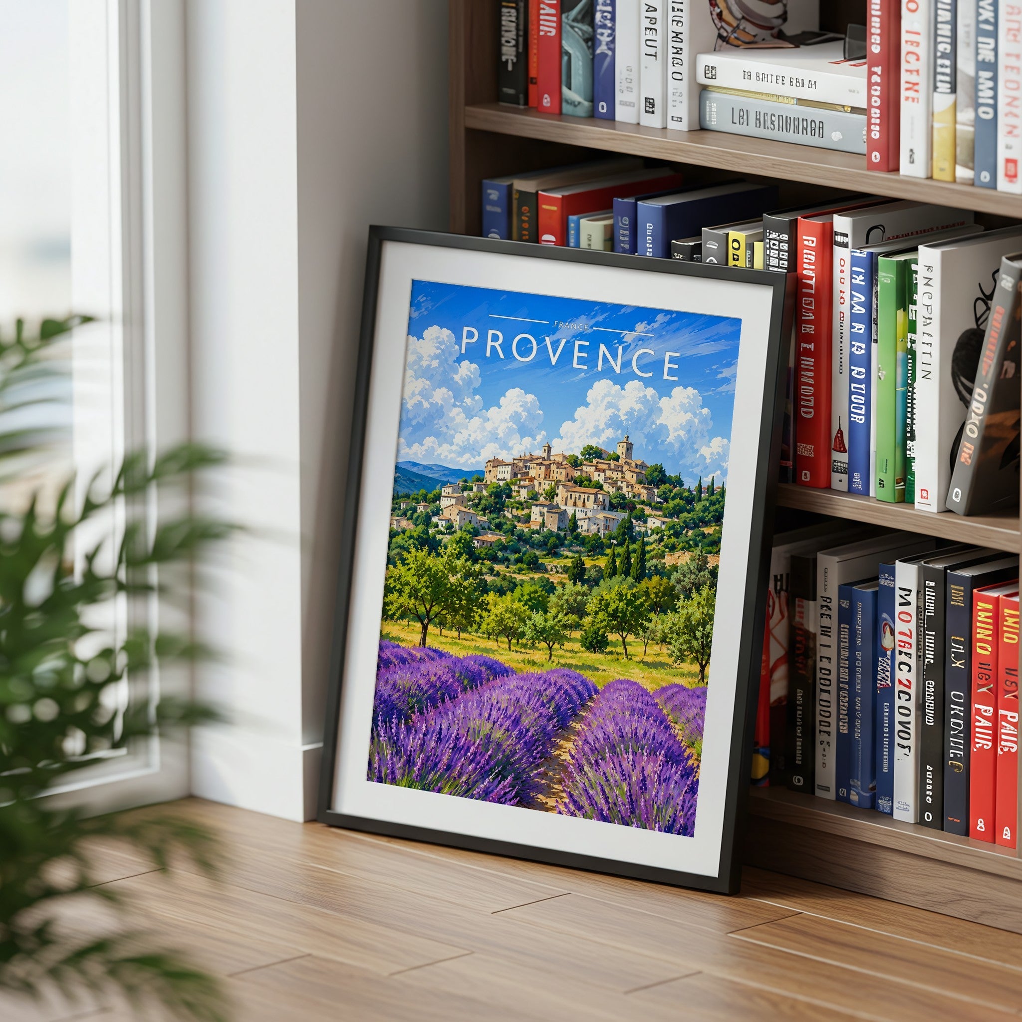 Provence Travel Poster mounted in a black frame