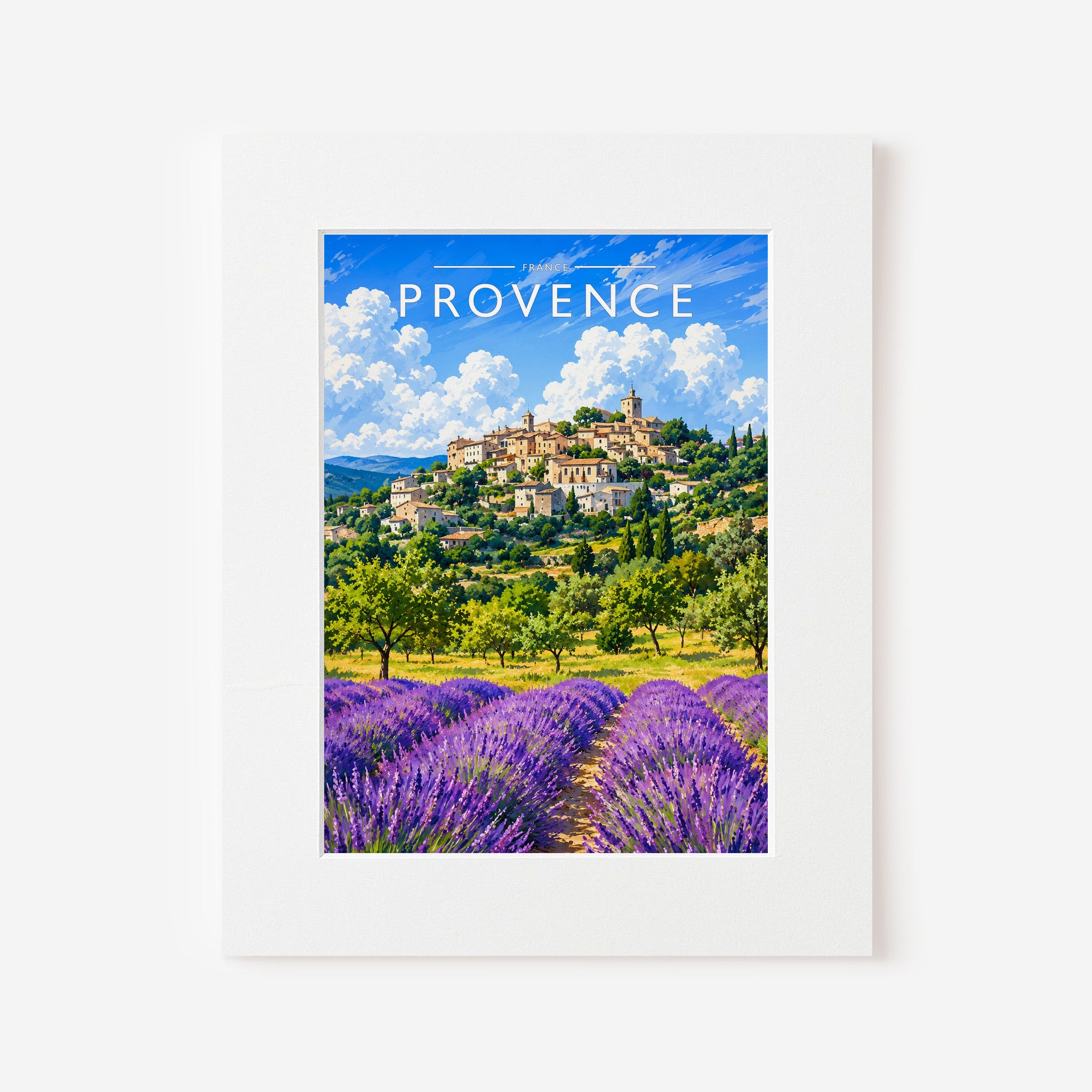 Provence Travel Poster in a white mount