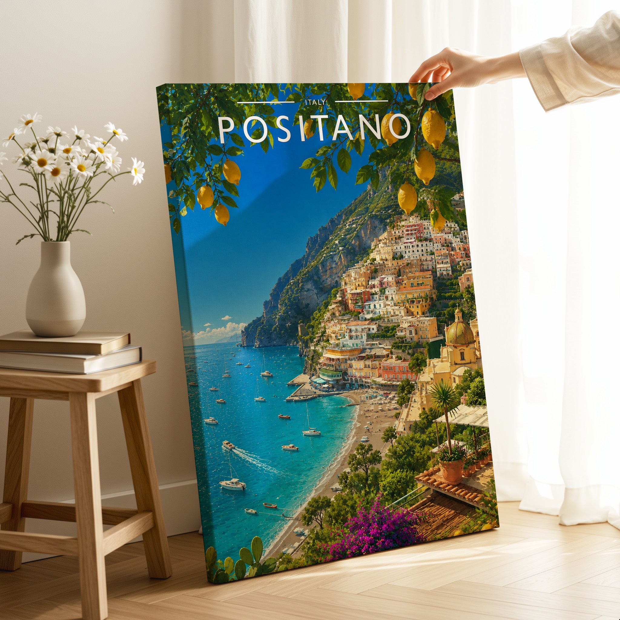 Positano #3 Travel Poster as a gallery-wrapped canvas
