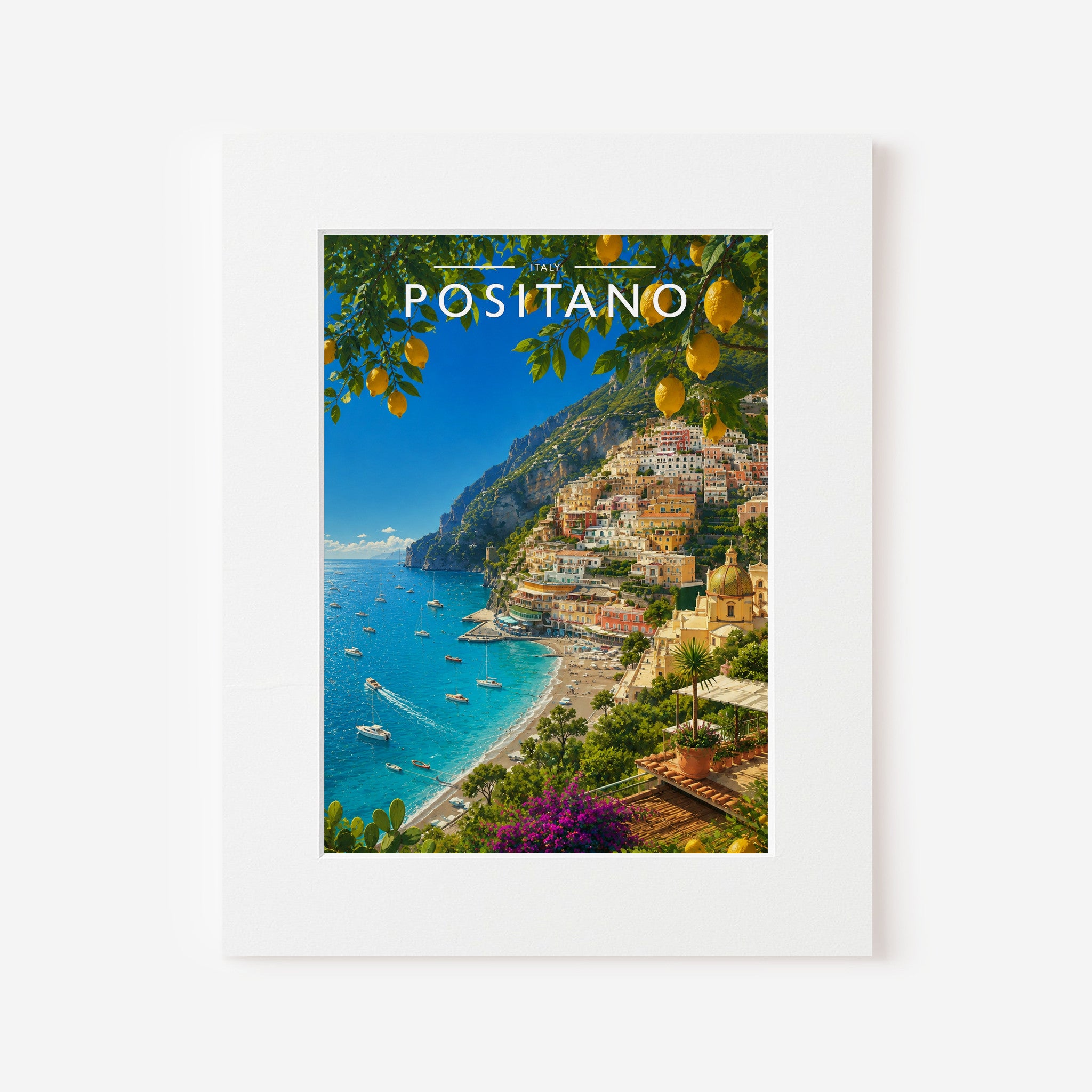 Positano #3 Travel Poster in a white mount